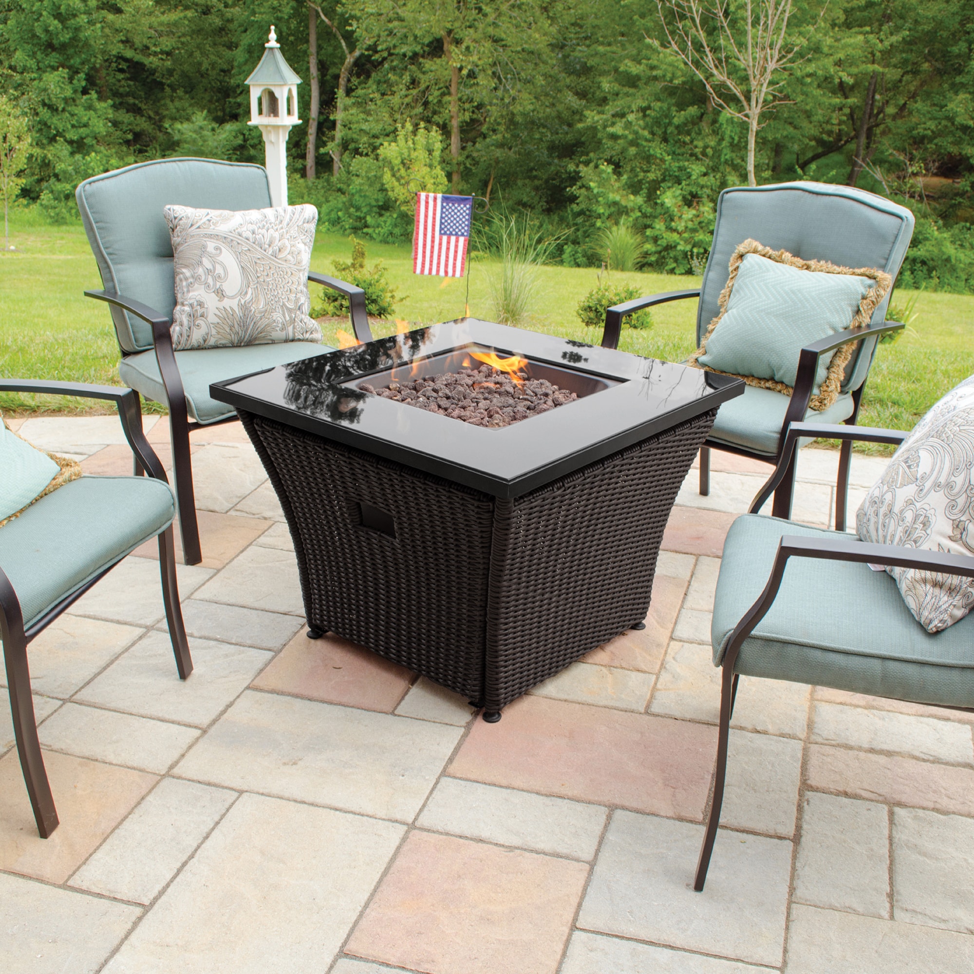 Blue Rhino 32 In W 50000 Btu Steel Propane Gas Fire Pit Table In The Gas Fire Pits Department At Lowes Com
