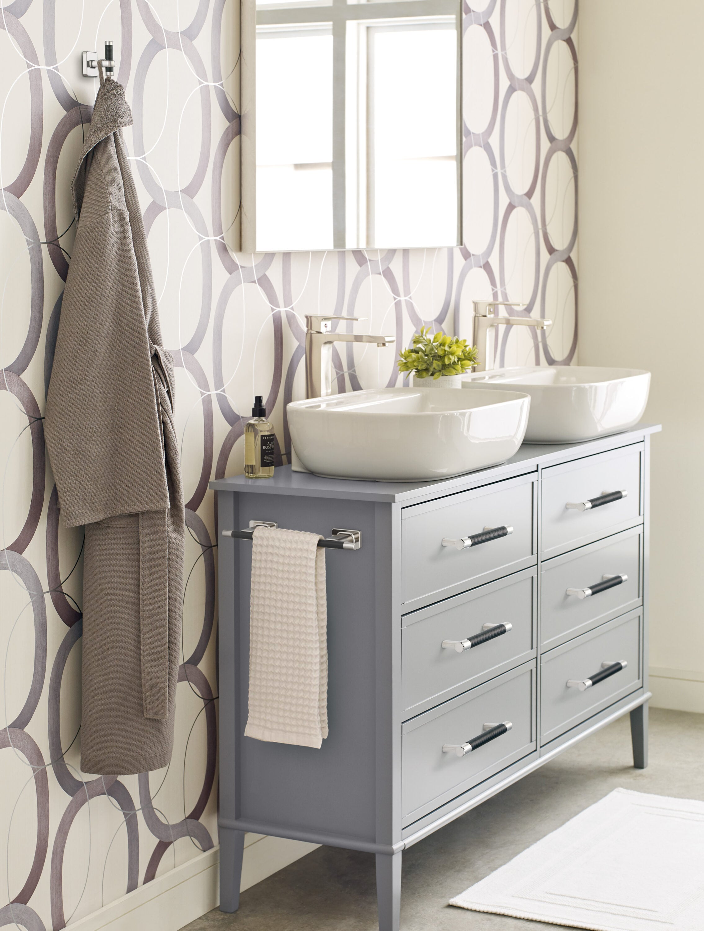 Modern Industrial Bronze and Nickel Wall Mounted Towel Bar
