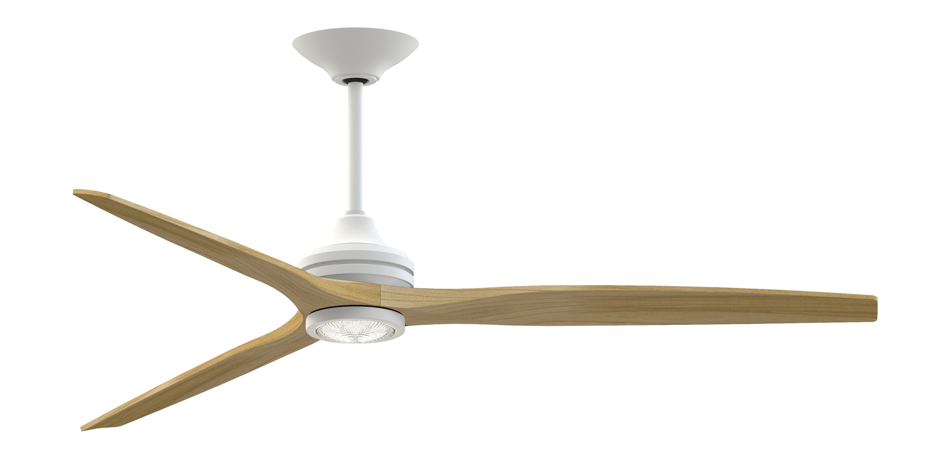 Fanimation FPD6721BMW-72N-LK Spitfire 72-in Color-Changing Integrated LED Outdoor Smart Matte White with Natural Blades Propeller Ceiling Fan With Light - Remote Included ( 3 -Blade )