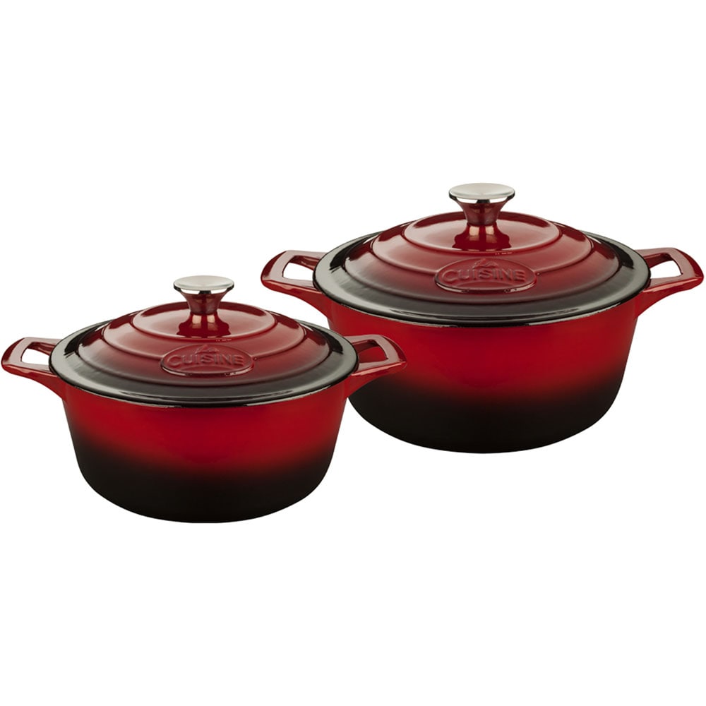 La Cuisine 6 Piece Enameled Cast Iron Cookware Set, Round Casserole/Trivet  