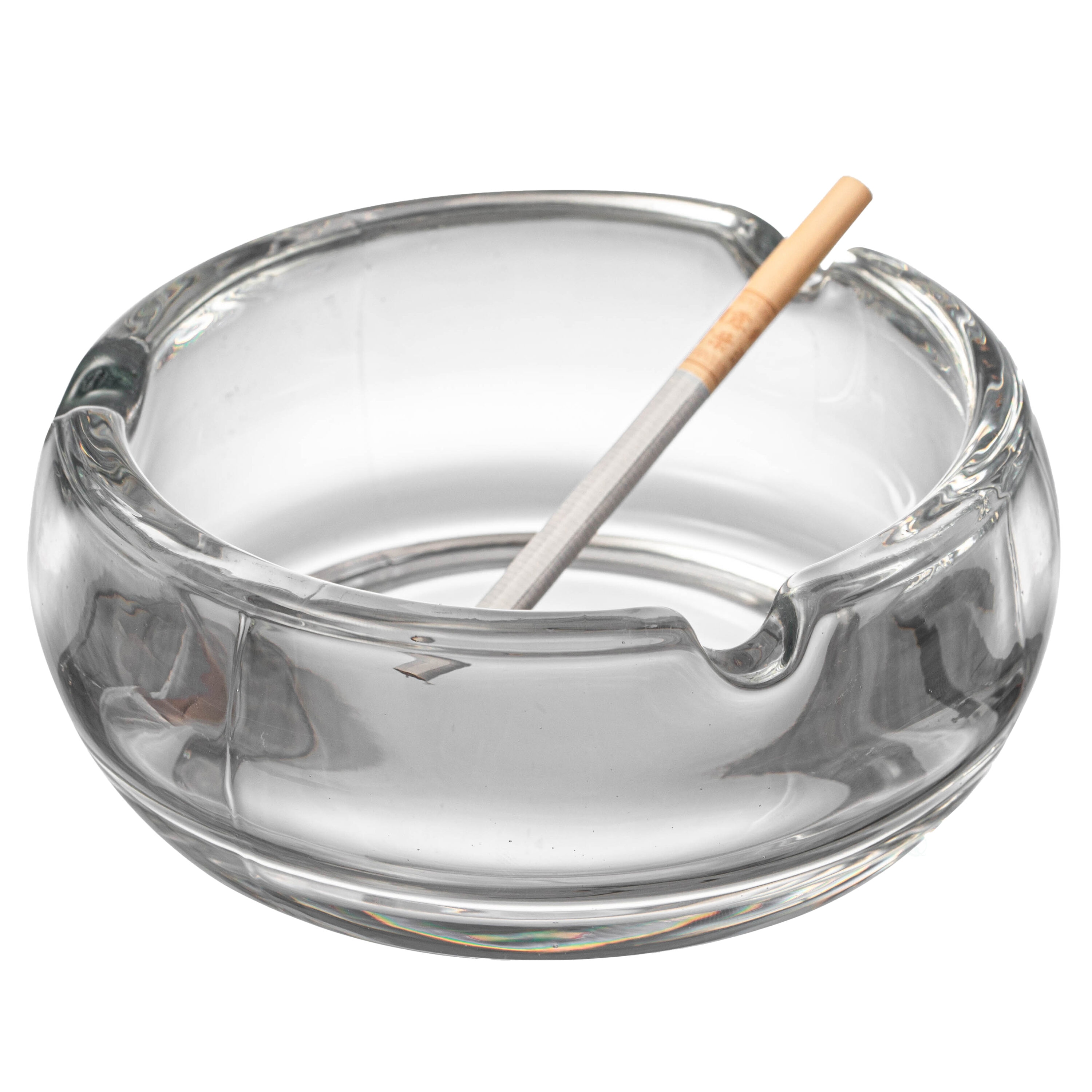 Elegant Clear Glass Round Portable Ashtray for Indoor and Outdoor Use