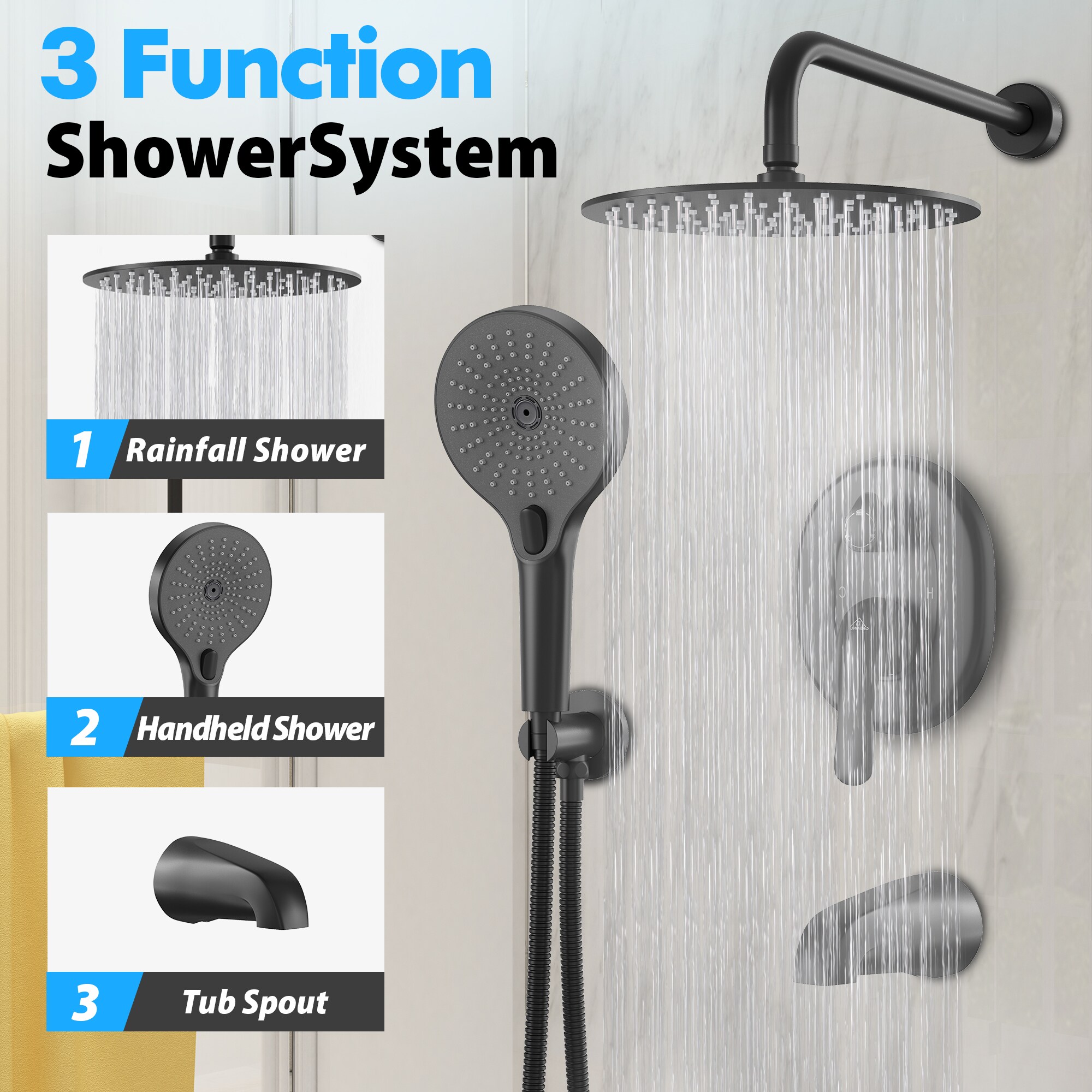 Clihome MS-BOX2210MB Showerhead-Bar-Panels - View #7