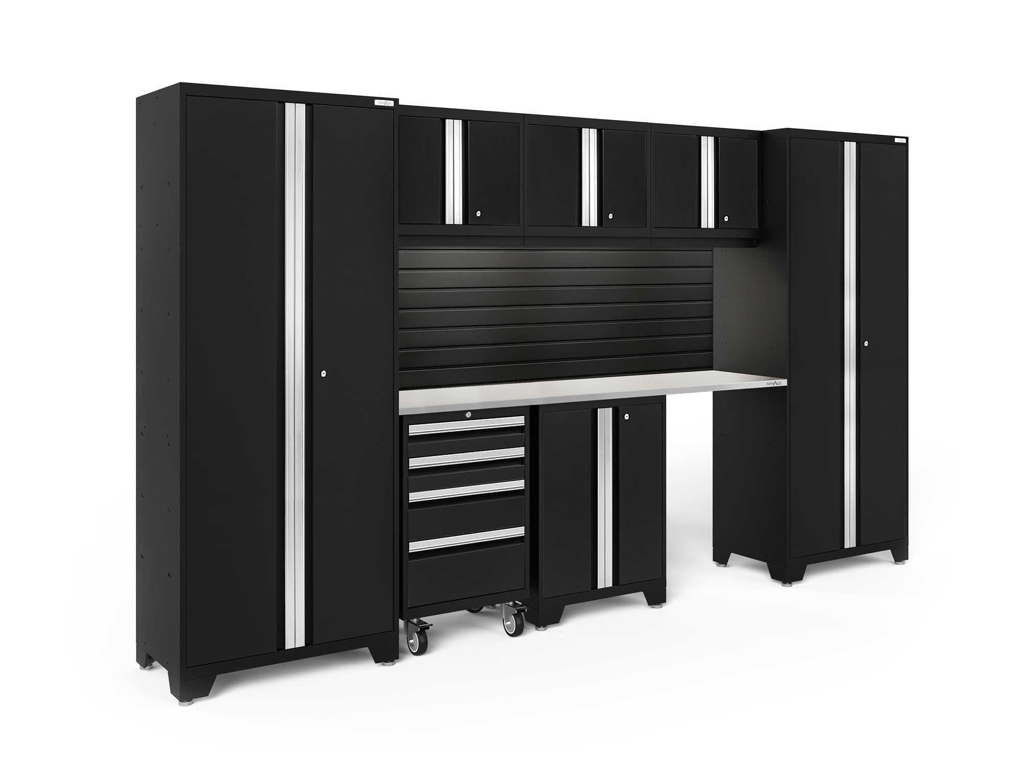 NewAge Products 40456 132-in W x 76.75-in H x 18-in D 7 -Cabinets Steel Black Garage Storage System