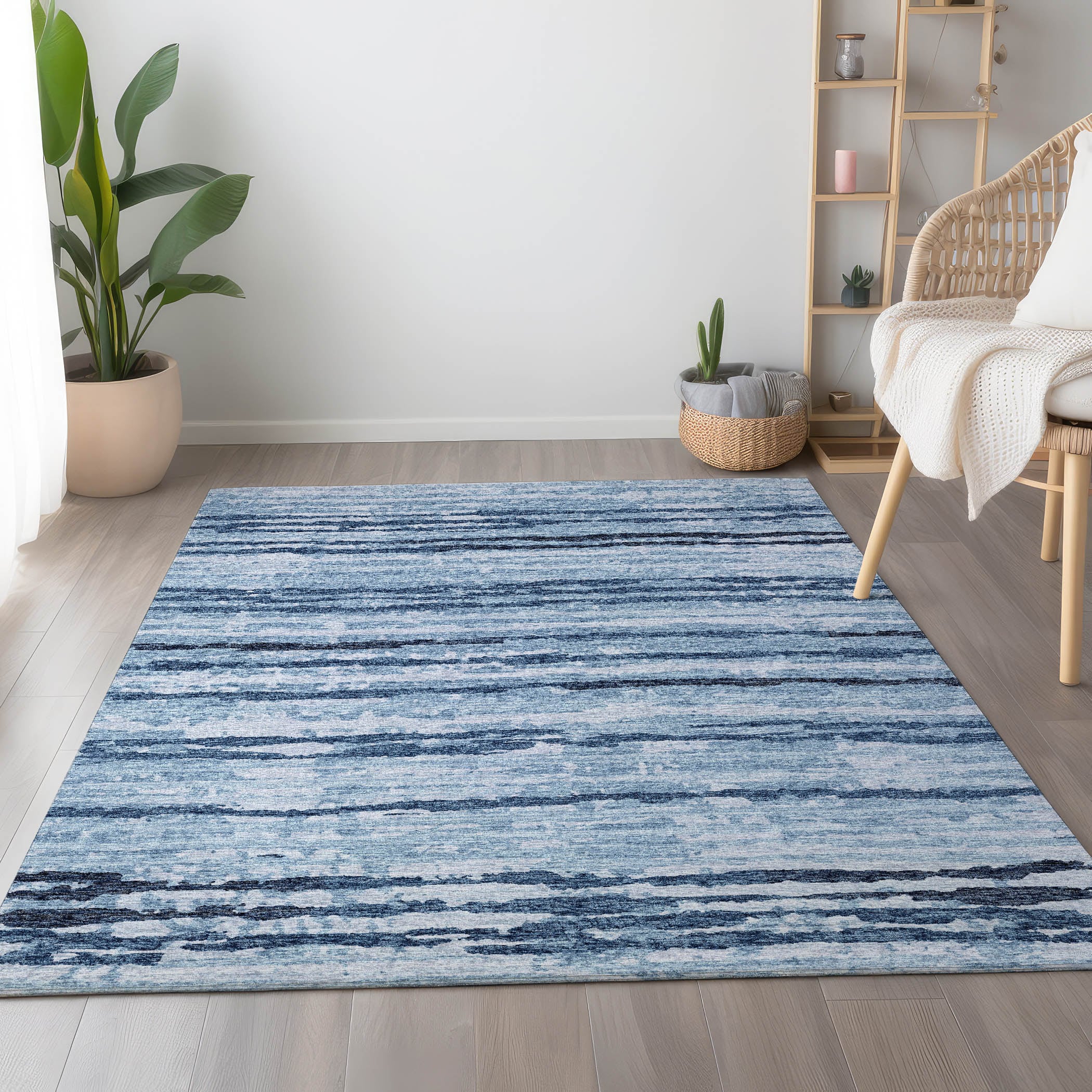 Addison Rugs AMF75BL10X14 Mayfield AMF75BL 10 x 14 (ft) Loomed Polyester Blue Rectangular Indoor Abstract Machine washable Area rug