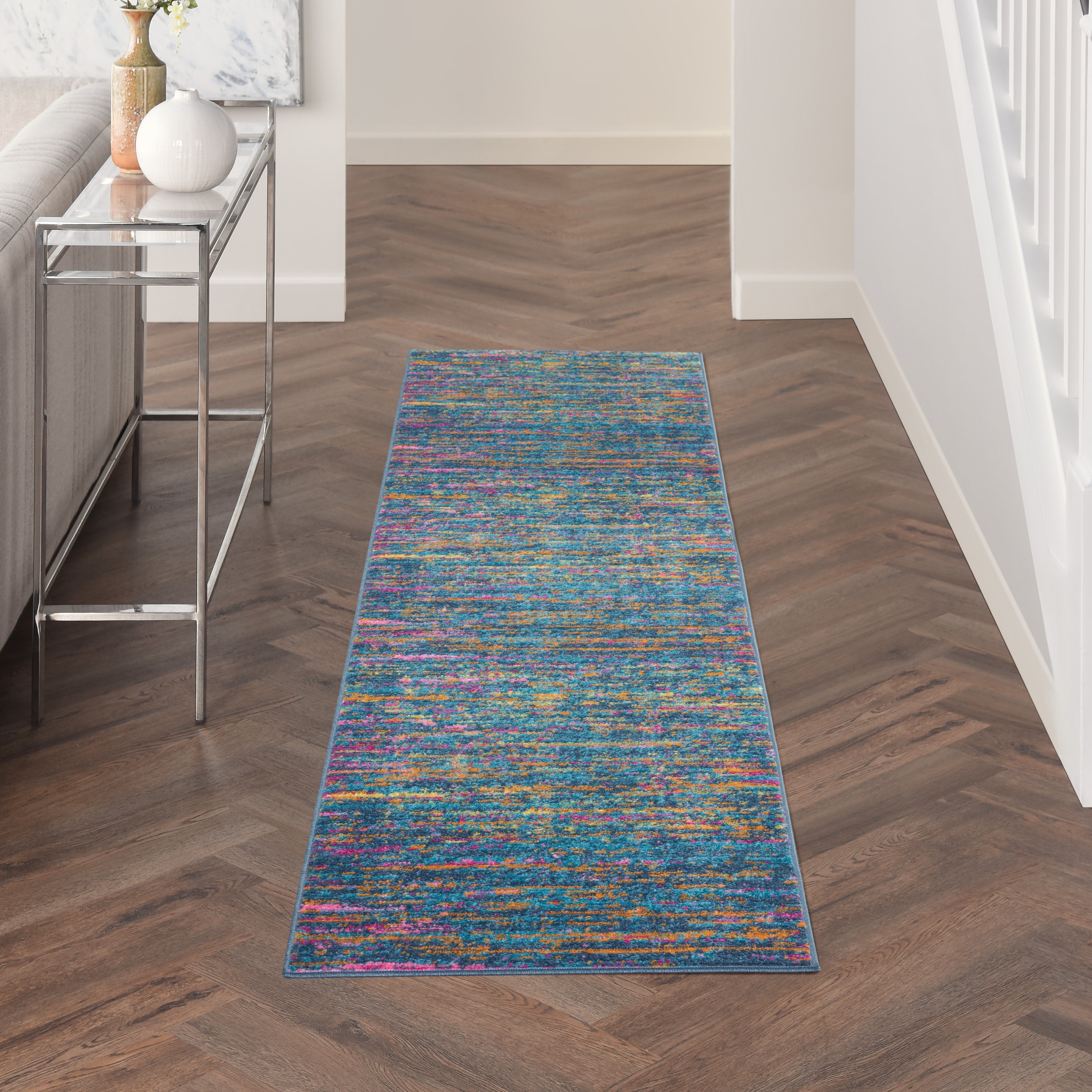 Nourison 99446780126 Passion 2 x 8 (ft) Loomed Polypropylene Blue/multicolor Rectangular Indoor Area rug