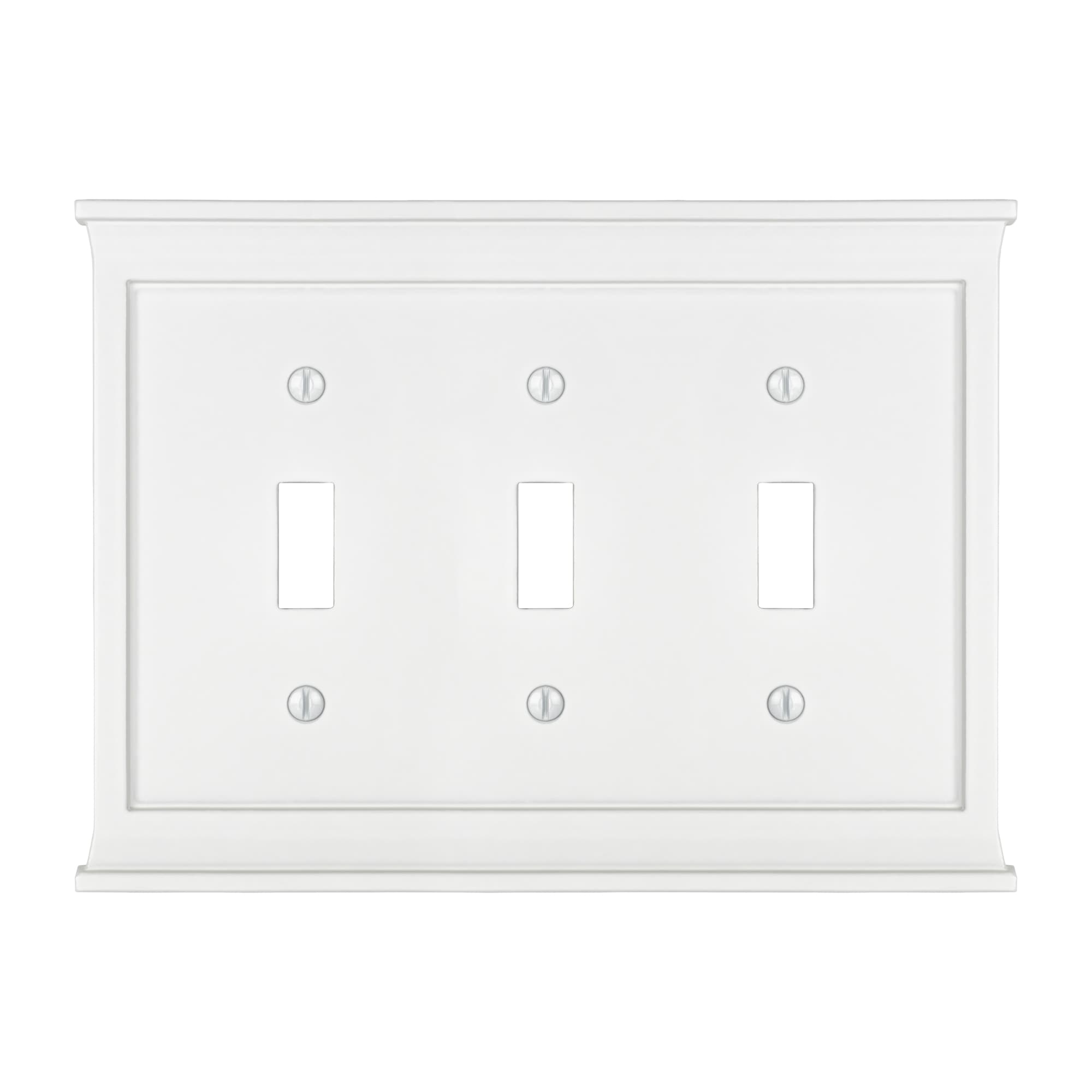 allen + roth LW15TTTW Capitol 3 -Gang Standard Size White Composite wood Indoor Toggle Wall Plate