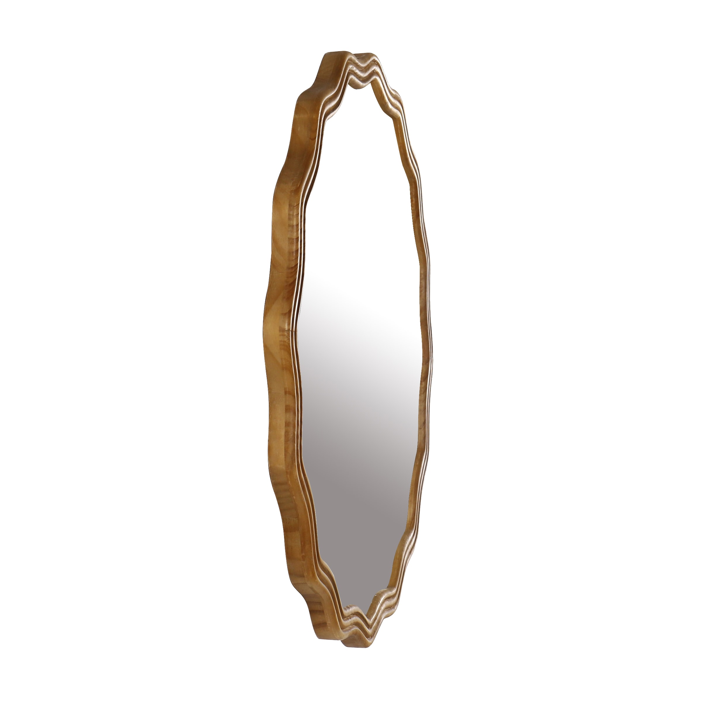 24-Inch Round Natural Fir Wood Framed Wall Mirror