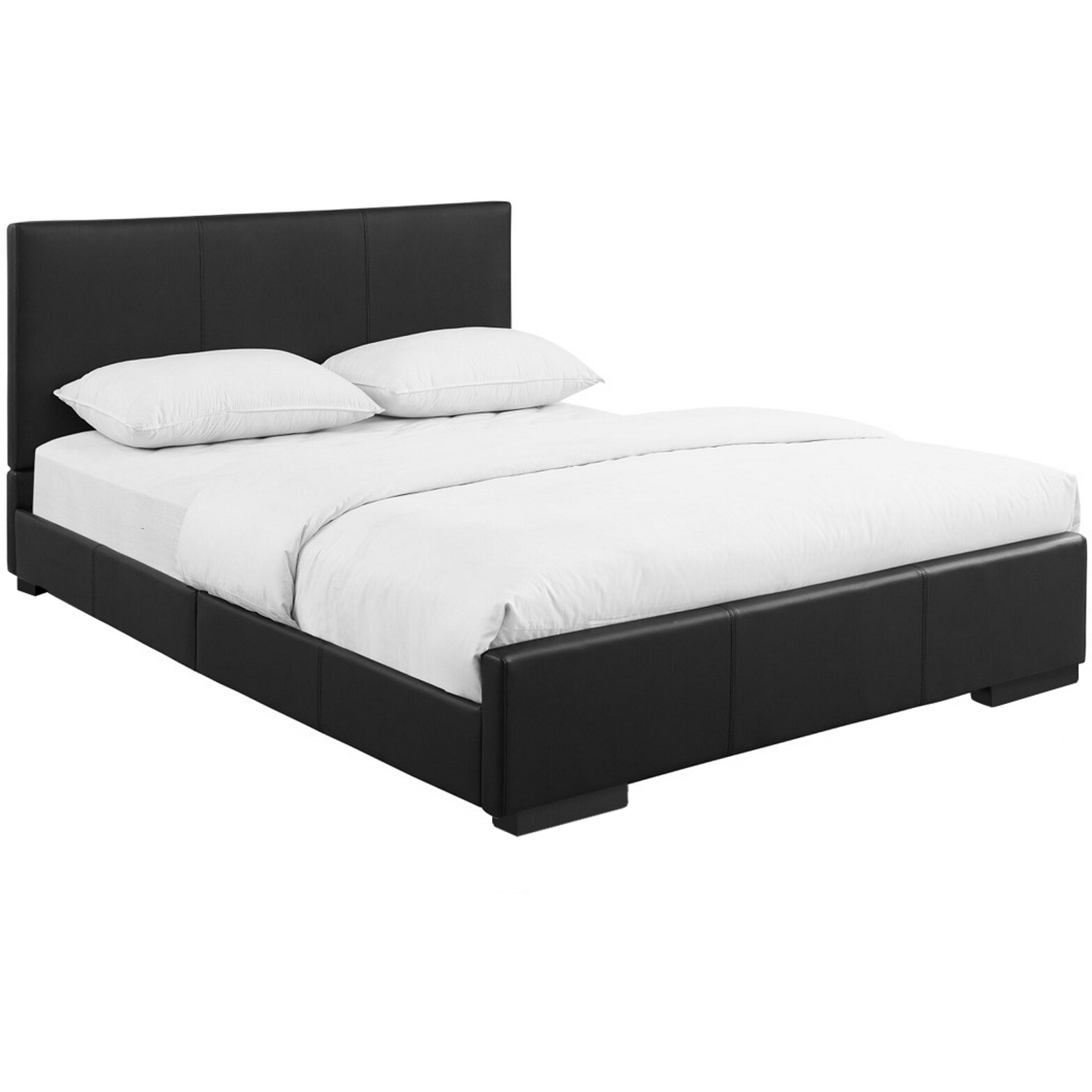 Camden Isle Hindes Black Queen Faux Leather Platform Bed in the Beds ...