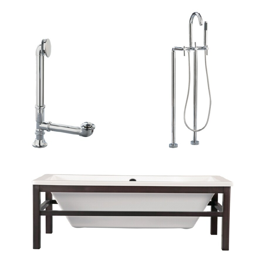 Giagni LT2-PC Tella 29.5-in x 66-in White Acrylic Soaking Bathtub with Drain (Back Center Drain)
