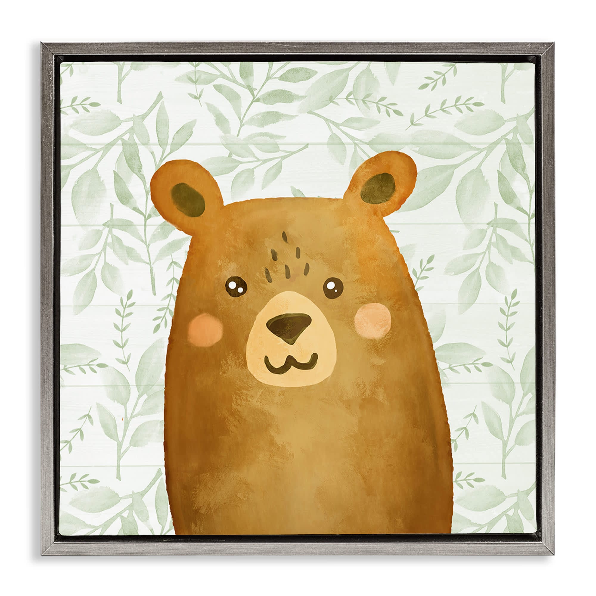 Stupell Industries BS-037-FFL-24X24 Bear on Botanicals Whimsy Floating Frame design by Kim Allen