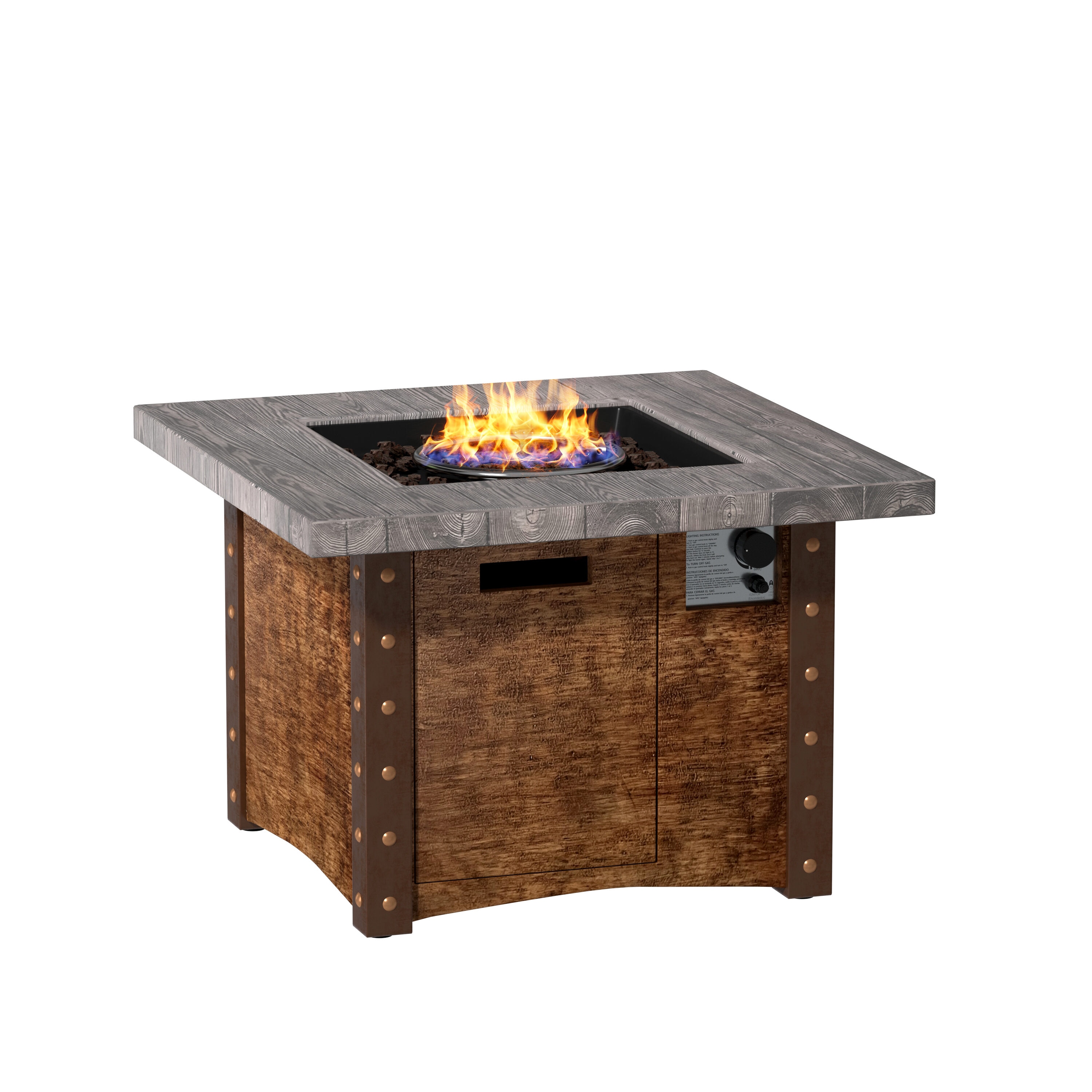 CASAINC WFEHAC-01-GYX4 34.5-in W Brown Steel Square Liquid propane Fire pit