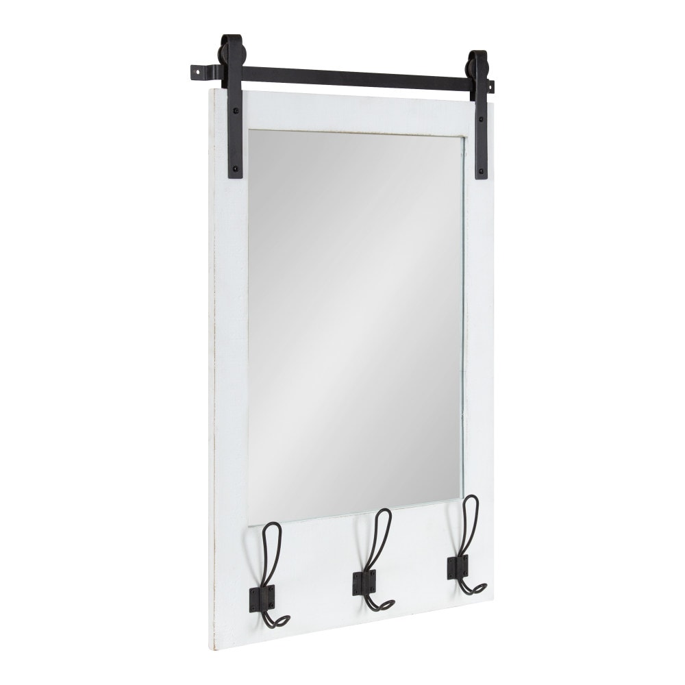 Kate and Laurel Cates 19.5-in W x 30.75-in H Rectangle White Framed Wall Mirror