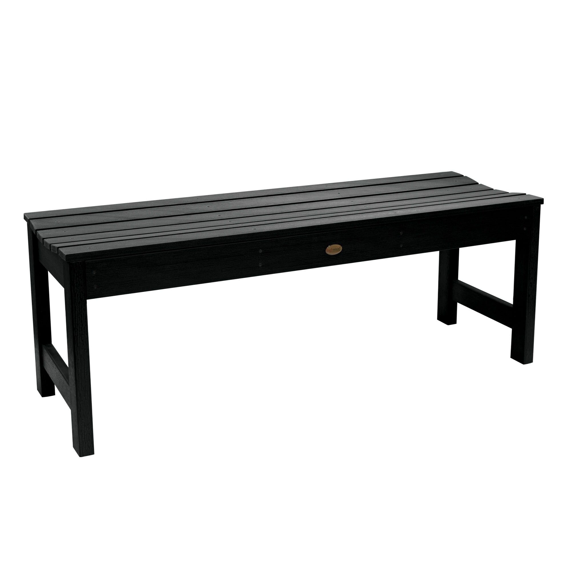 Lehigh Elegant Black Poly Lumber 49" Backless Outdoor Bench