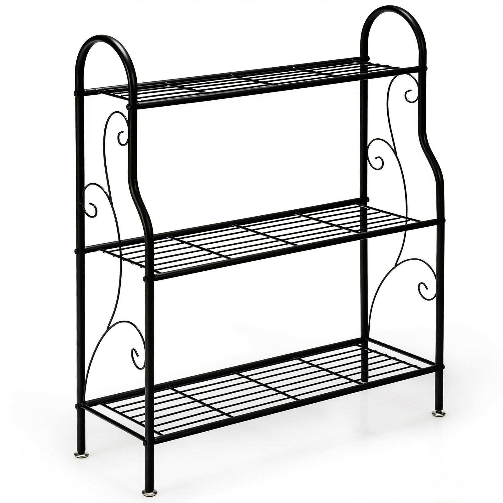 32" high Metal Wire Wrought Iron Basket Hall Shelf Planter Plant Stand w Liner 