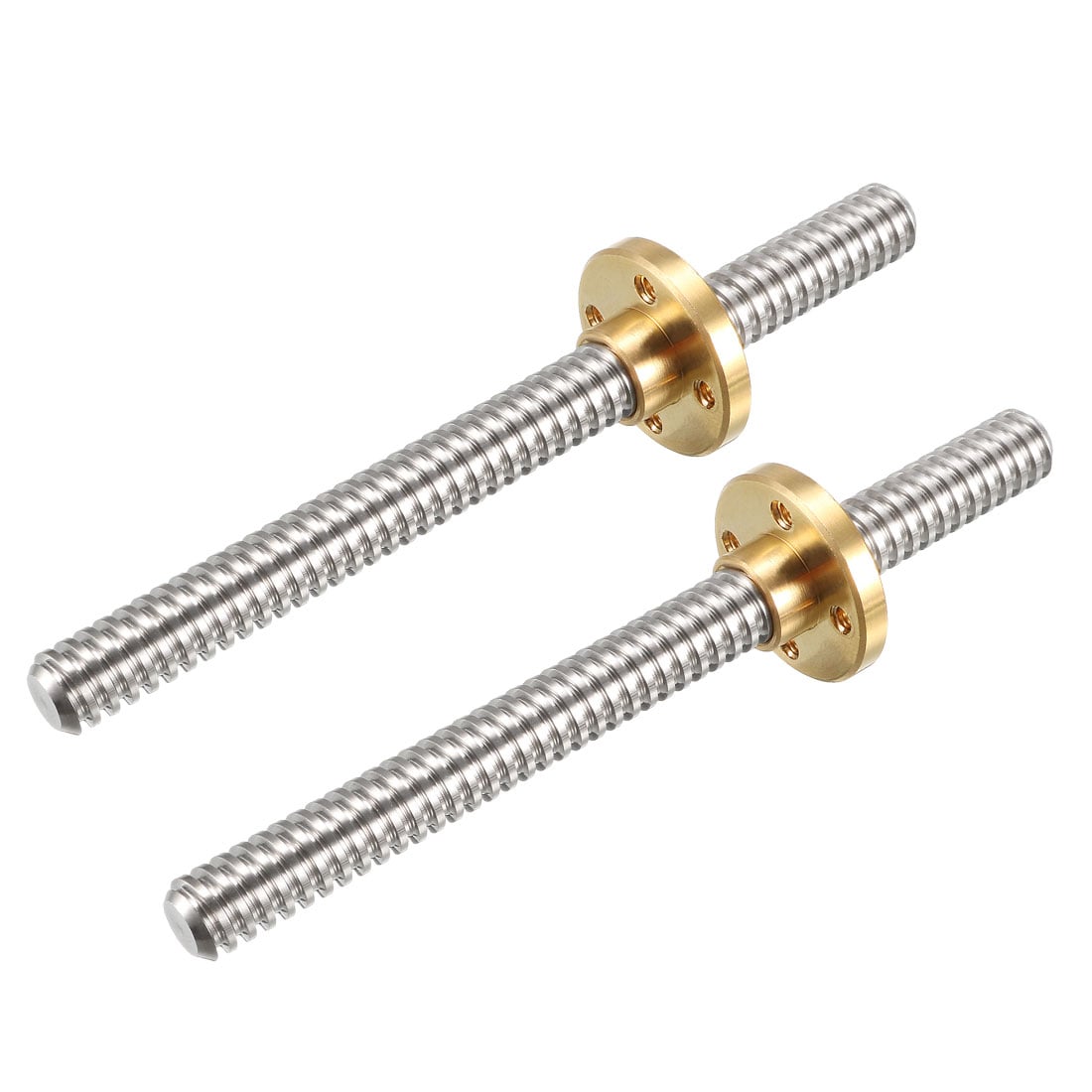 Unique Bargains 100mm Length T8 8mm Dia Lead Screw Rod 4 Lead Stainless Steel Lead Screw Rod With Copper Nut Trapezoidal Thread for 3D Printer Z Axis 2pcs