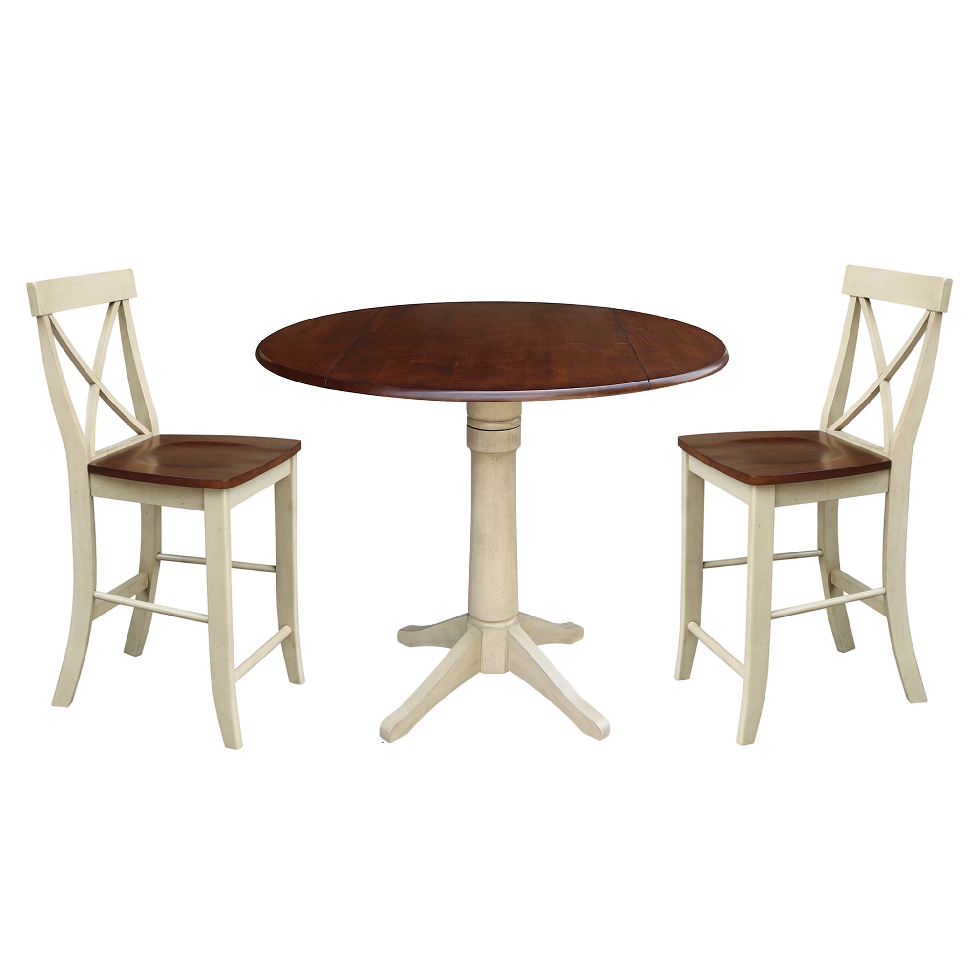 International Concepts K12-42DPT-27-S6132-2 Antiqued almond/espresso Casual Dining Room Set with Round Table ( Seats 4 )