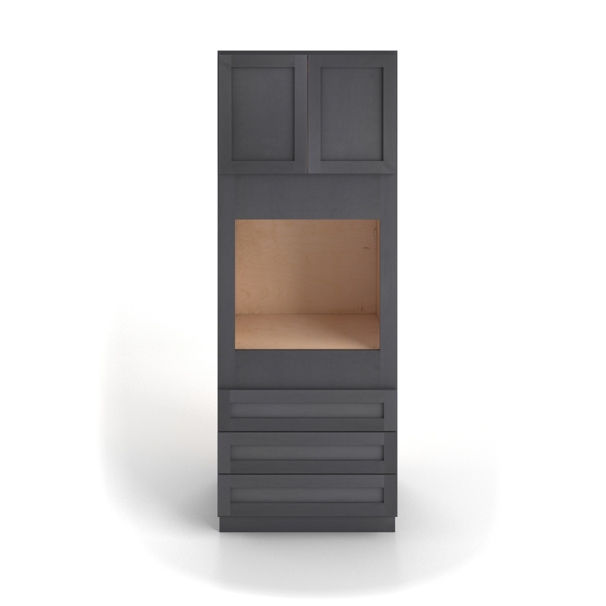Valleywood Cabinetry 33-in W x 84-in H x 24-in D Ideal Gray Birch 3-Drawers Single or Double Oven Pantry Ready To Assemble Plywood Cabinet (Flat Panel Shaker Style)