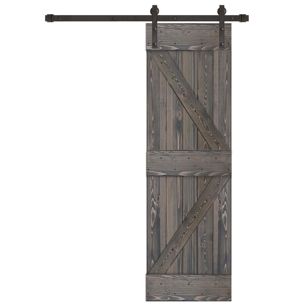 Creative Entryways CP2100-2484-10B 24-in x 84-in Charcoal K-frame Pine Wood Solid core Single Barn Door (Hardware Included)