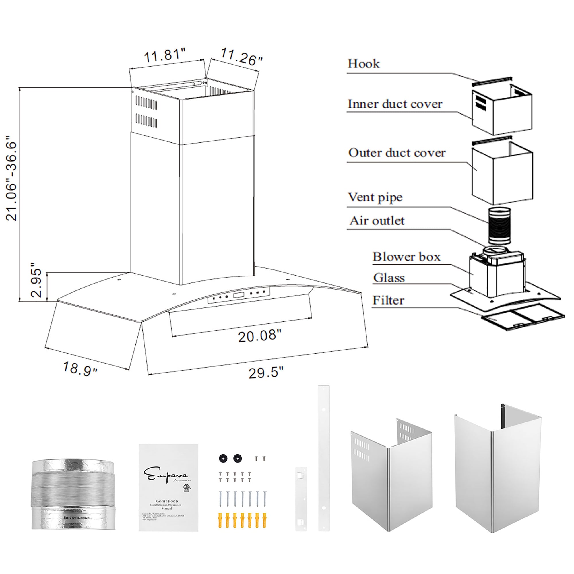 Empava EMP-30RH06 Wall-Mounted-Range-Hoods - View #13