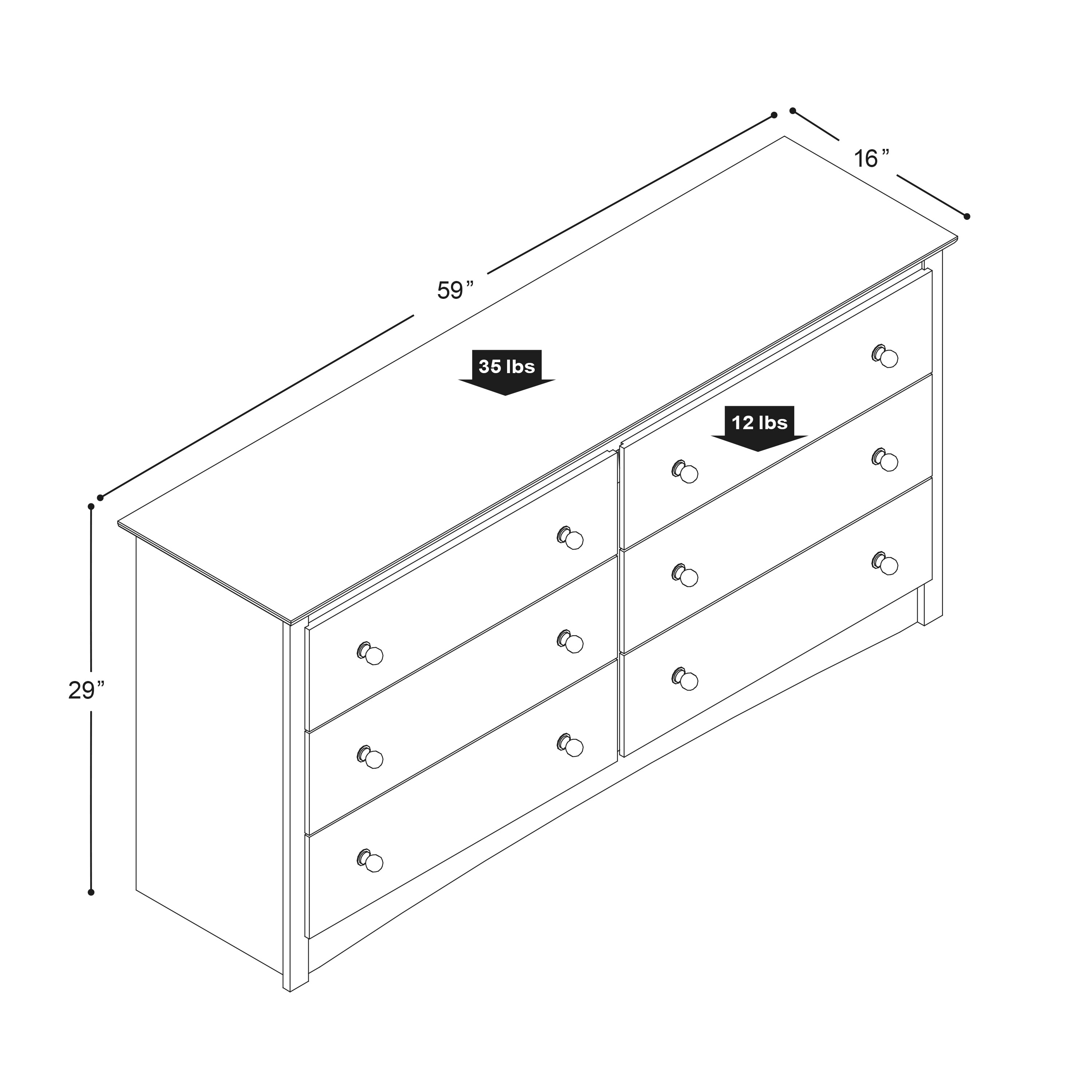 Prepac Monterey White 6-Drawer Standard Dresser in the Dressers ...