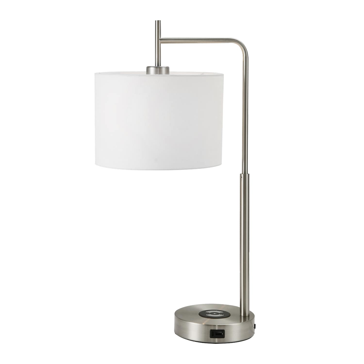 Cedar Hill 405502 Silver and White LED Touch Table Lamp with Fabric Shade