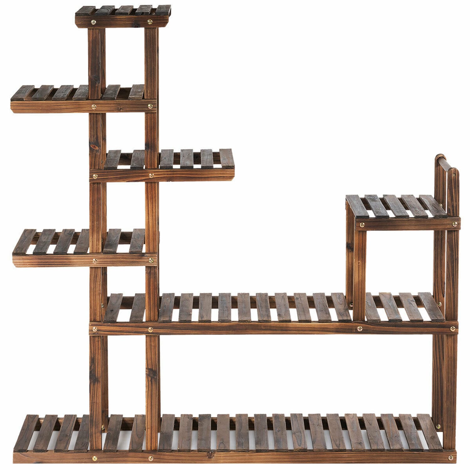WELLFOR GT-HPY-3438 47.5-Inches H x 47.5-Inches W Brown Indoor/Outdoor Novelty Wood Plant Stand