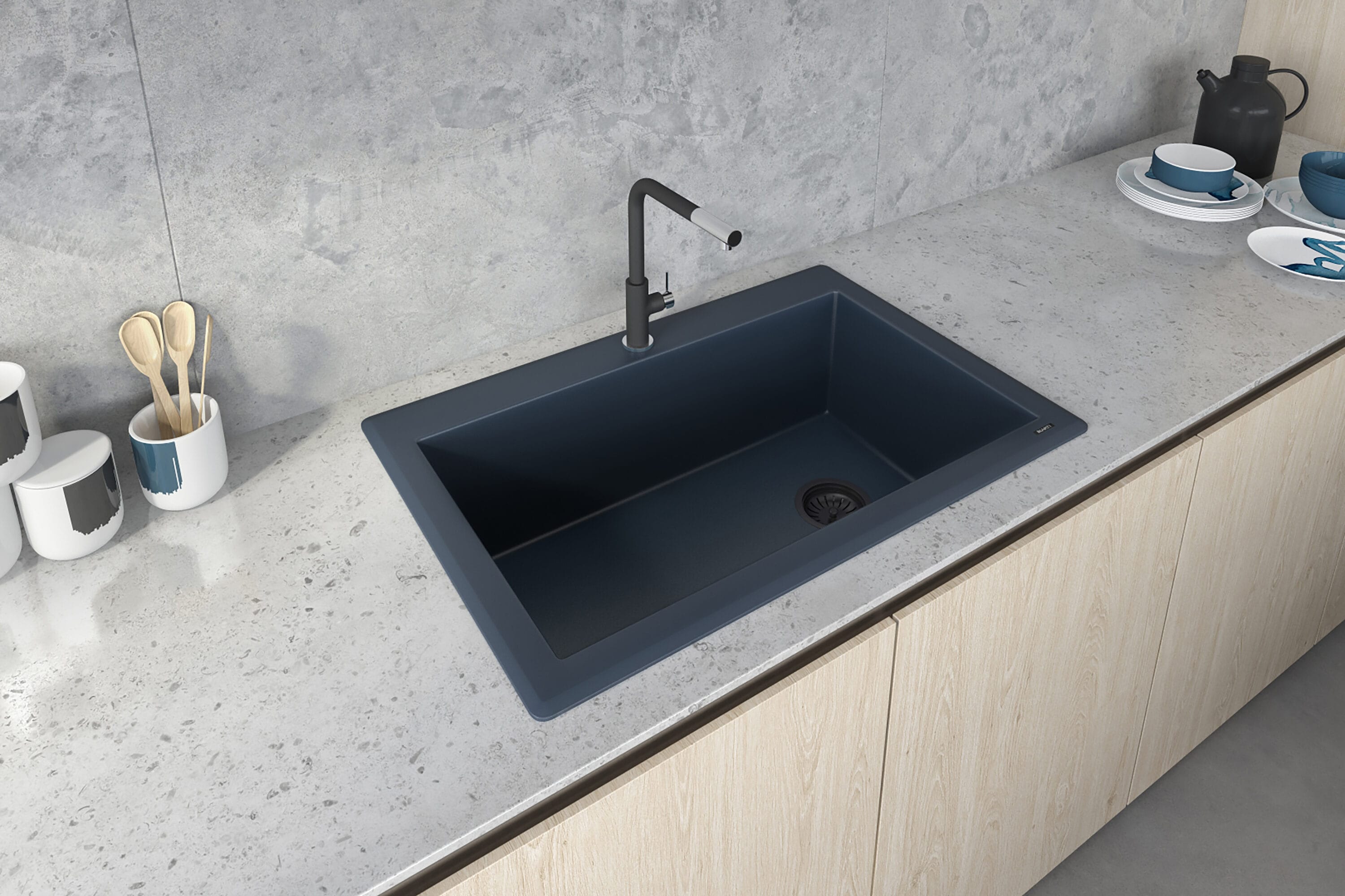 Catalina Blue Granite Composite Single Bowl Kitchen Sink
