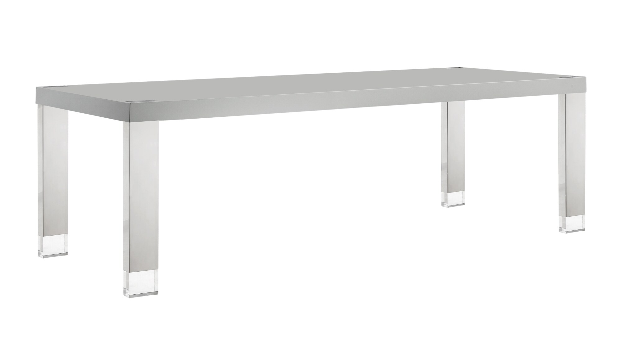 Inspired Home DT453-09LG-LS Mahir Light Grey/Chrome Contemporary/Modern Dining Table, MDF with Chrome Metal 94.5-in L x 30-in H