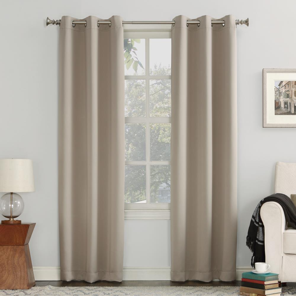 Sun Zero 63-in Stone Blackout Interlined Grommet Single Curtain Panel ...