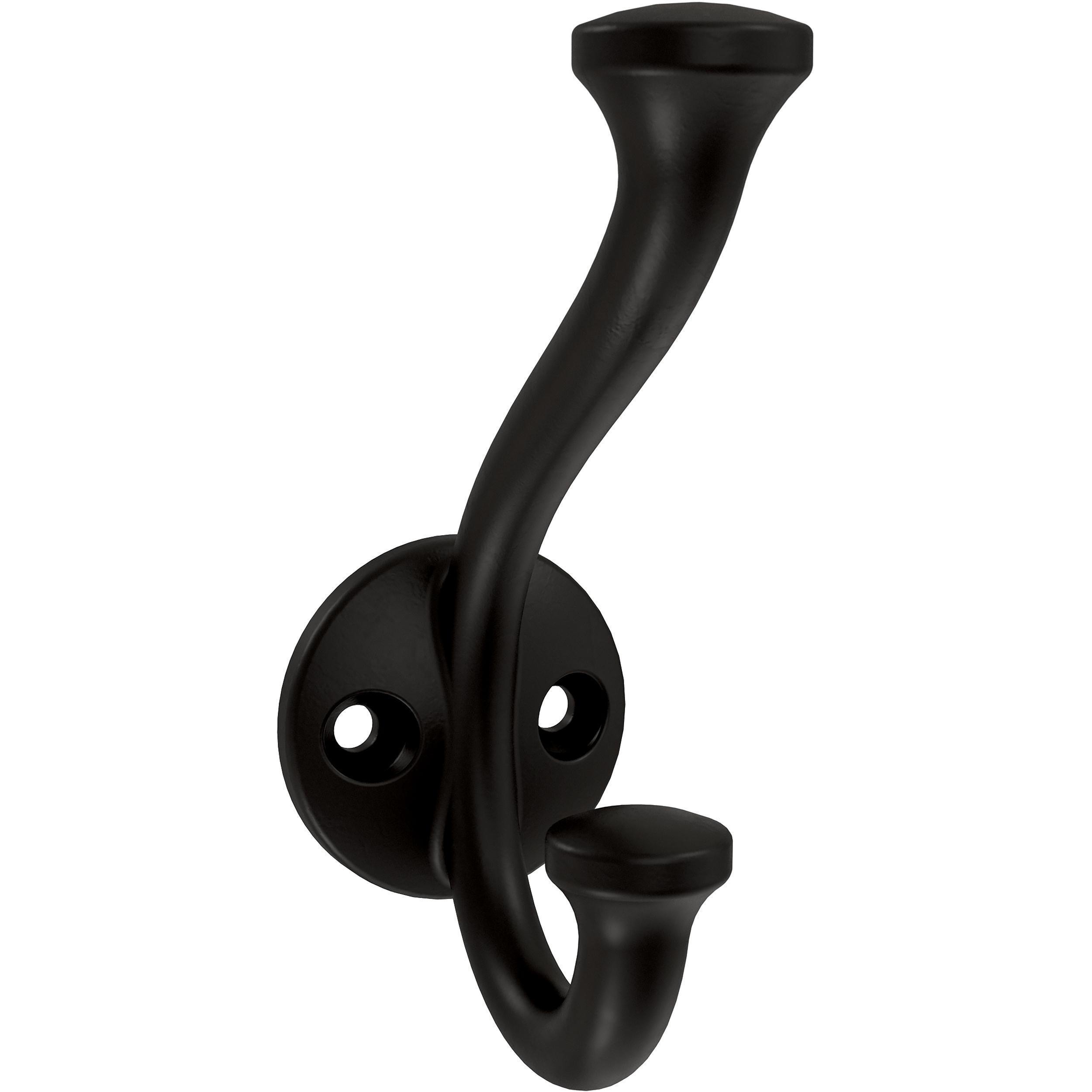 Brainerd 5-Pack 2-Hook 1.41-in x 1.41-in H Matte Black Decorative Wall Hook  (35-lb Capacity) in the Decorative Wall Hooks department at