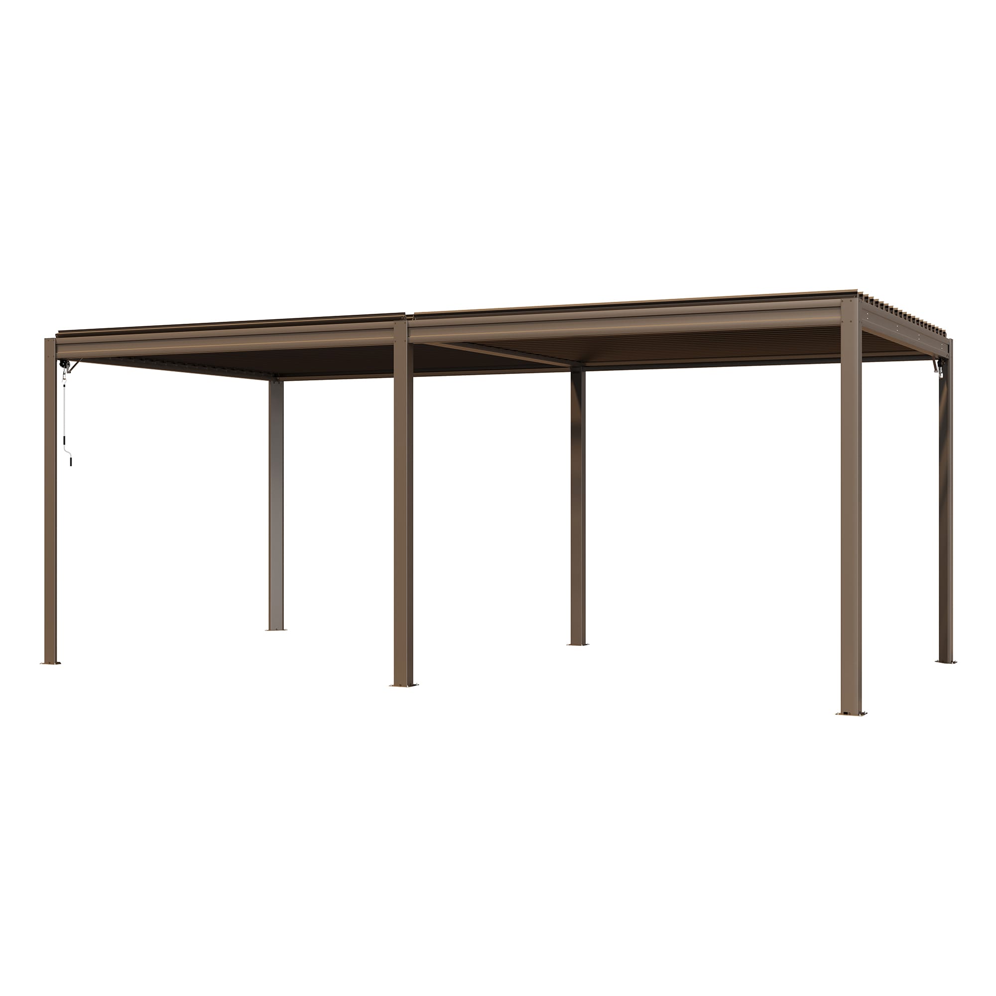 Mondawe MD-LGMF1632-BR 10-ft W x 20-ft L x 7-ft 8-in H Brown Metal Freestanding Pergola with Canopy