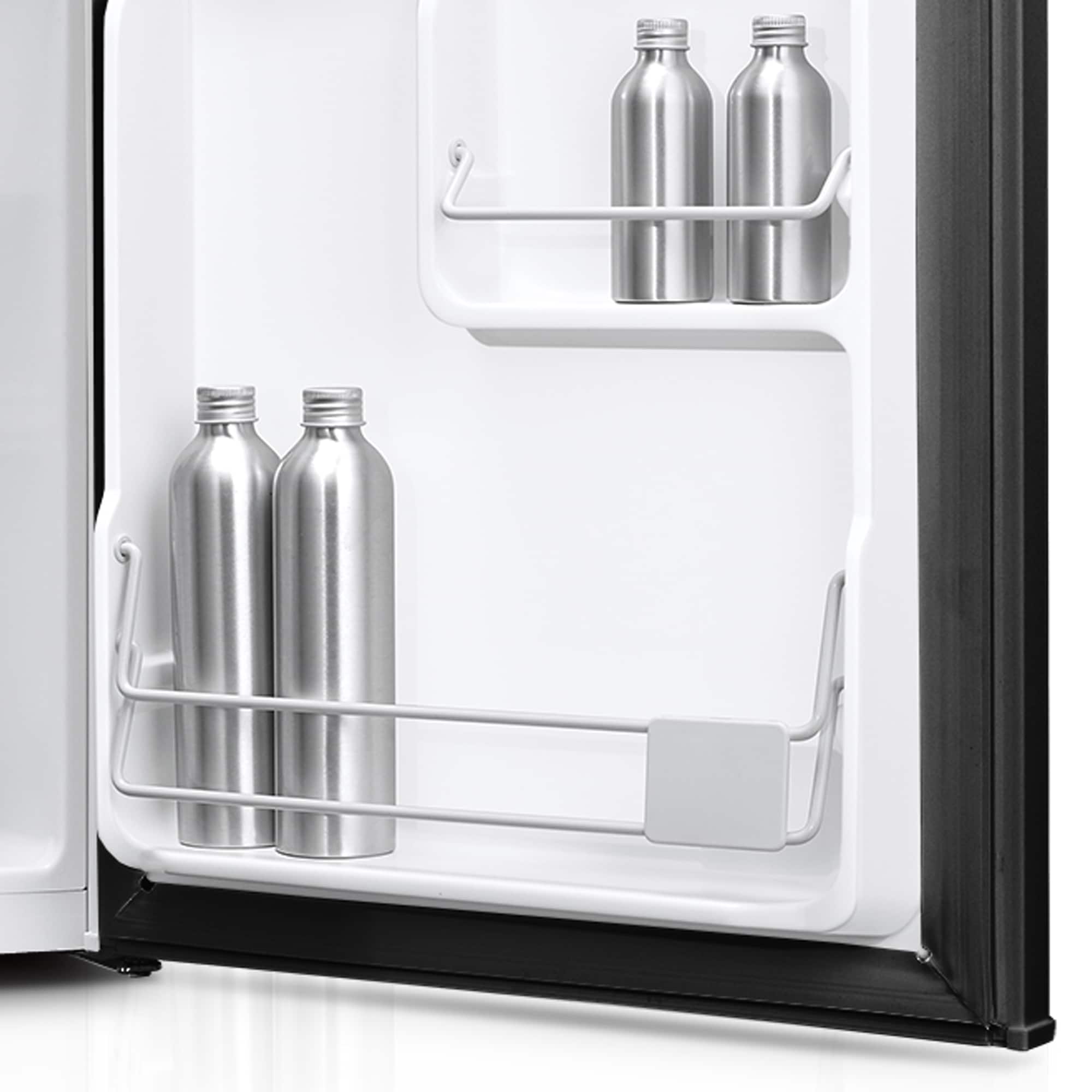 Impecca Refrigerador compacto de 1.7 pies cúbicos con congelador y puerta  individual reversible (negro)