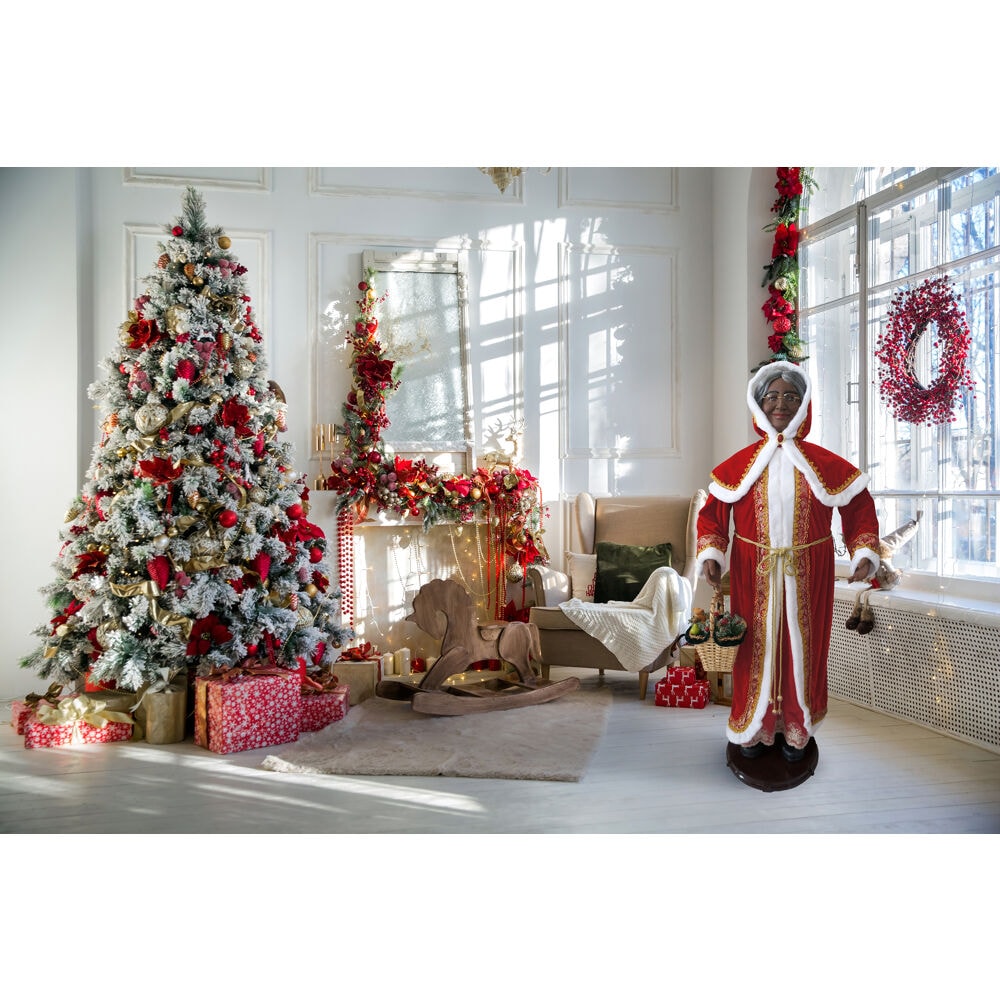 58-Inch Red and White Resin Dancing Mrs. Claus Figurine