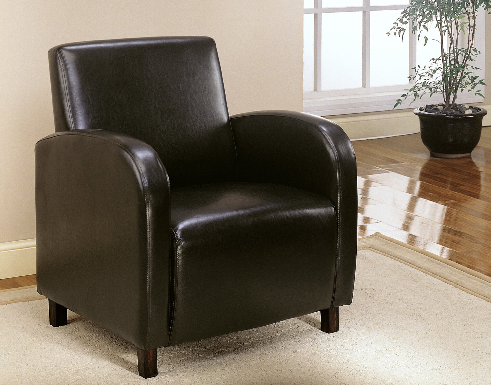 Monarch Specialties Modern Brown Faux Leather Contemporary Accent Chair In The Chairs Department 5882