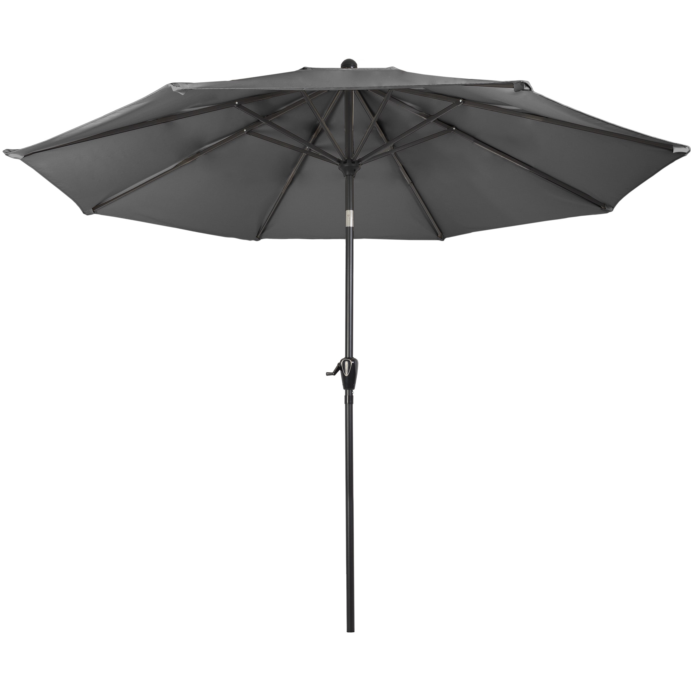 10-Foot Gray Steel Outdoor Patio Umbrella with Auto Tilt