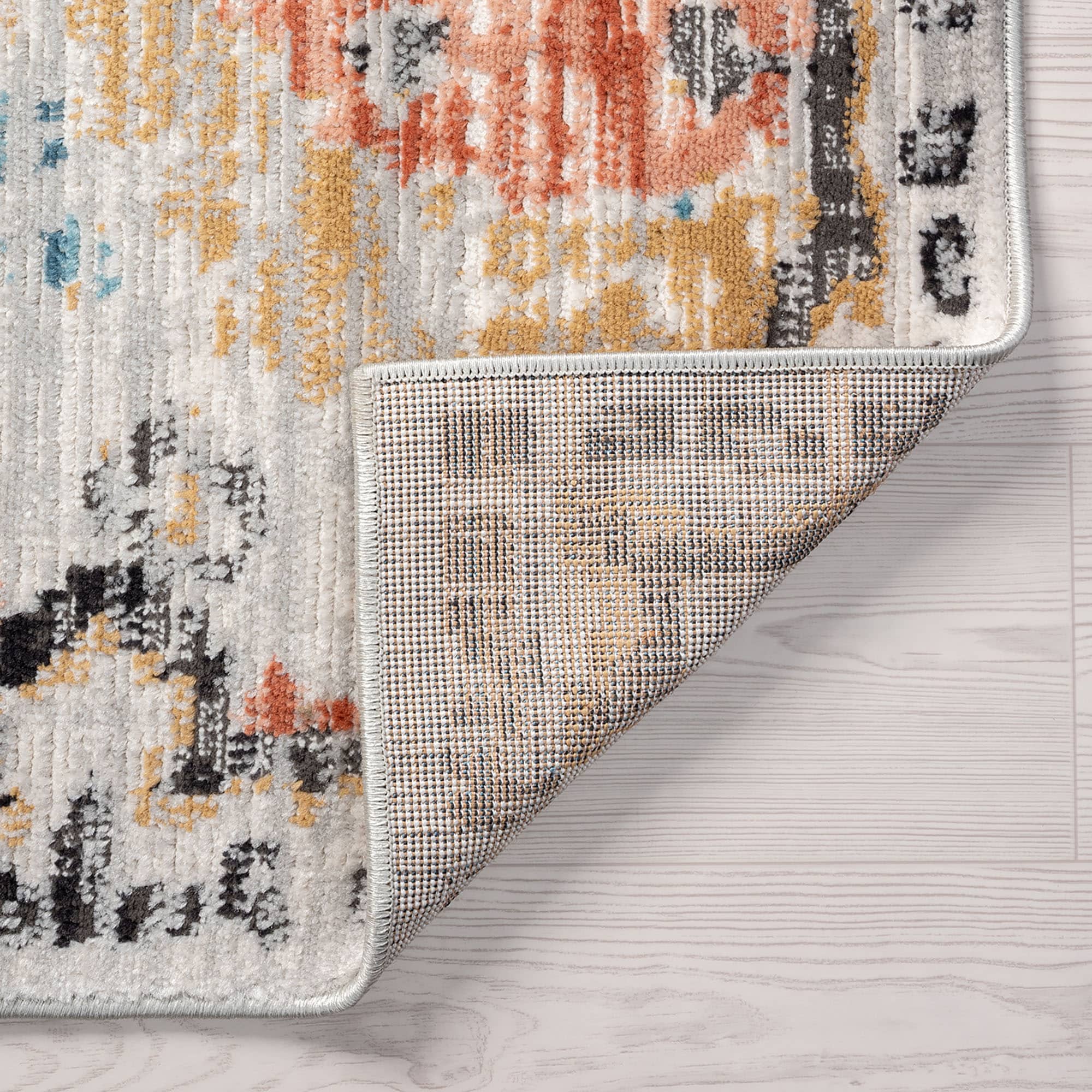 Anabel Blue 5' x 8' Synthetic Rectangular Easy-Care Area Rug