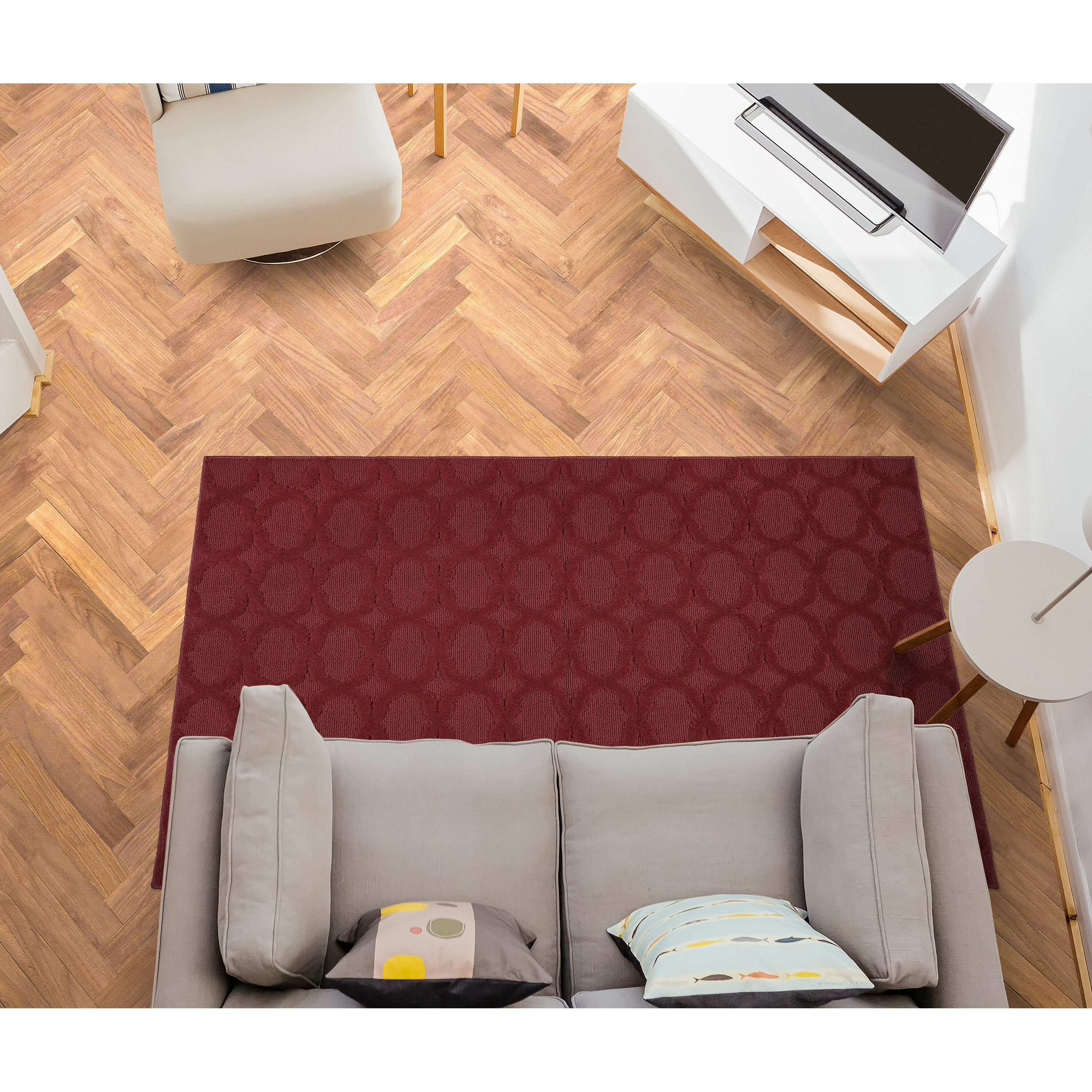 Garland Rug CL100N14414414 Sparta 12 x 12 (ft) Tufted Polypropylene Chili Red Square Indoor Geometric Farmhouse/Cottage Area rug