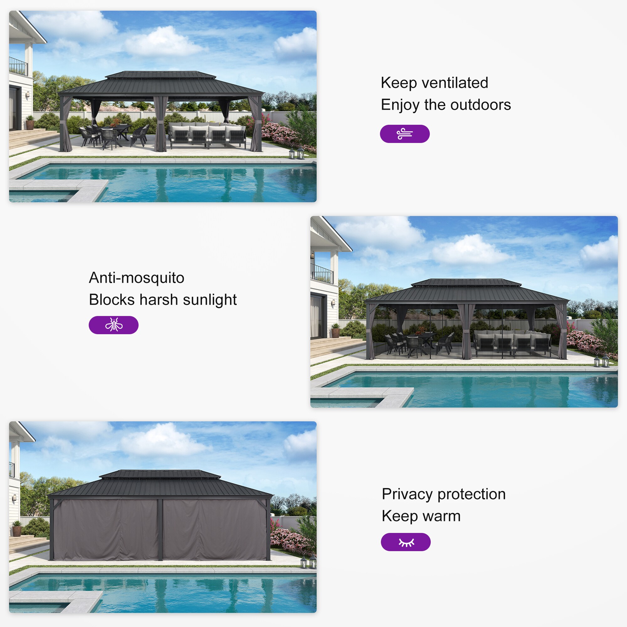 PURPLE LEAF LS04GHTG1424 Wood-Resin-Gazebos - View #8