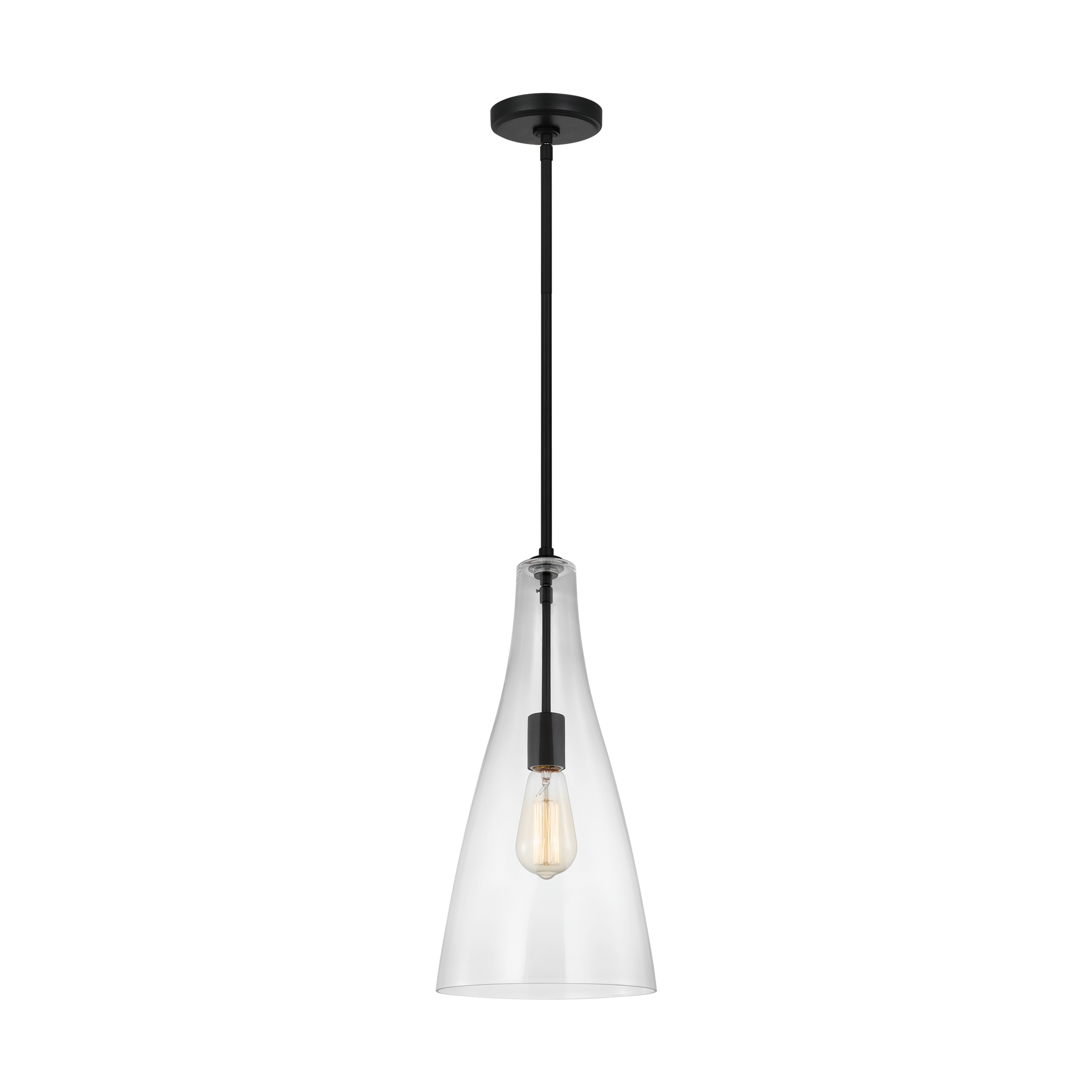 Generation Lighting 6537001-112 Arilda 1 -Light Midnight Black Modern/contemporary Clear glass Geometric Mini Hanging Pendant light