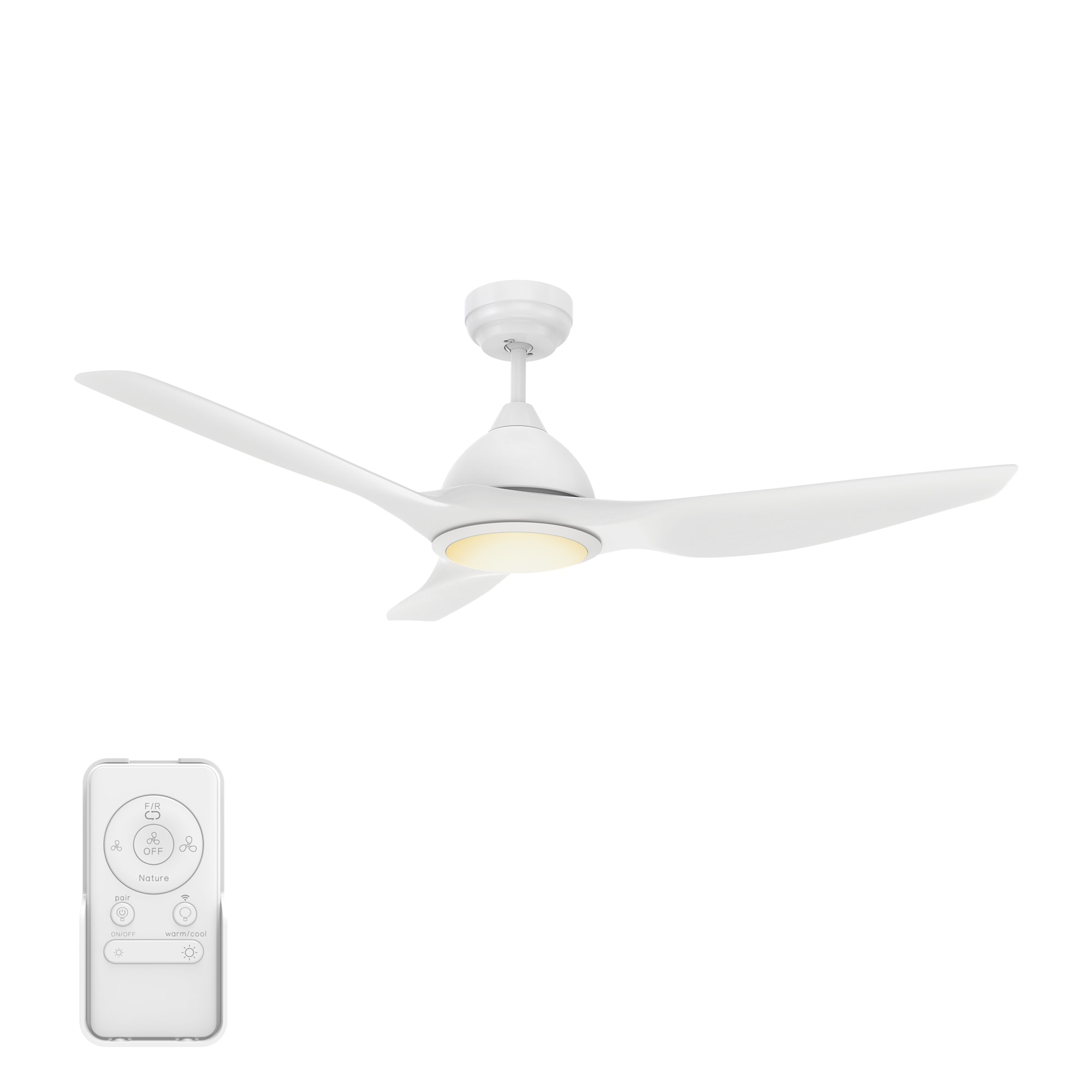 CARRO USA LS523K-L12-W1-1 Cresta 52-in Integrated LED Smart White with White Blades Ceiling Fan With Light - Remote Included ( 3 -Blade )