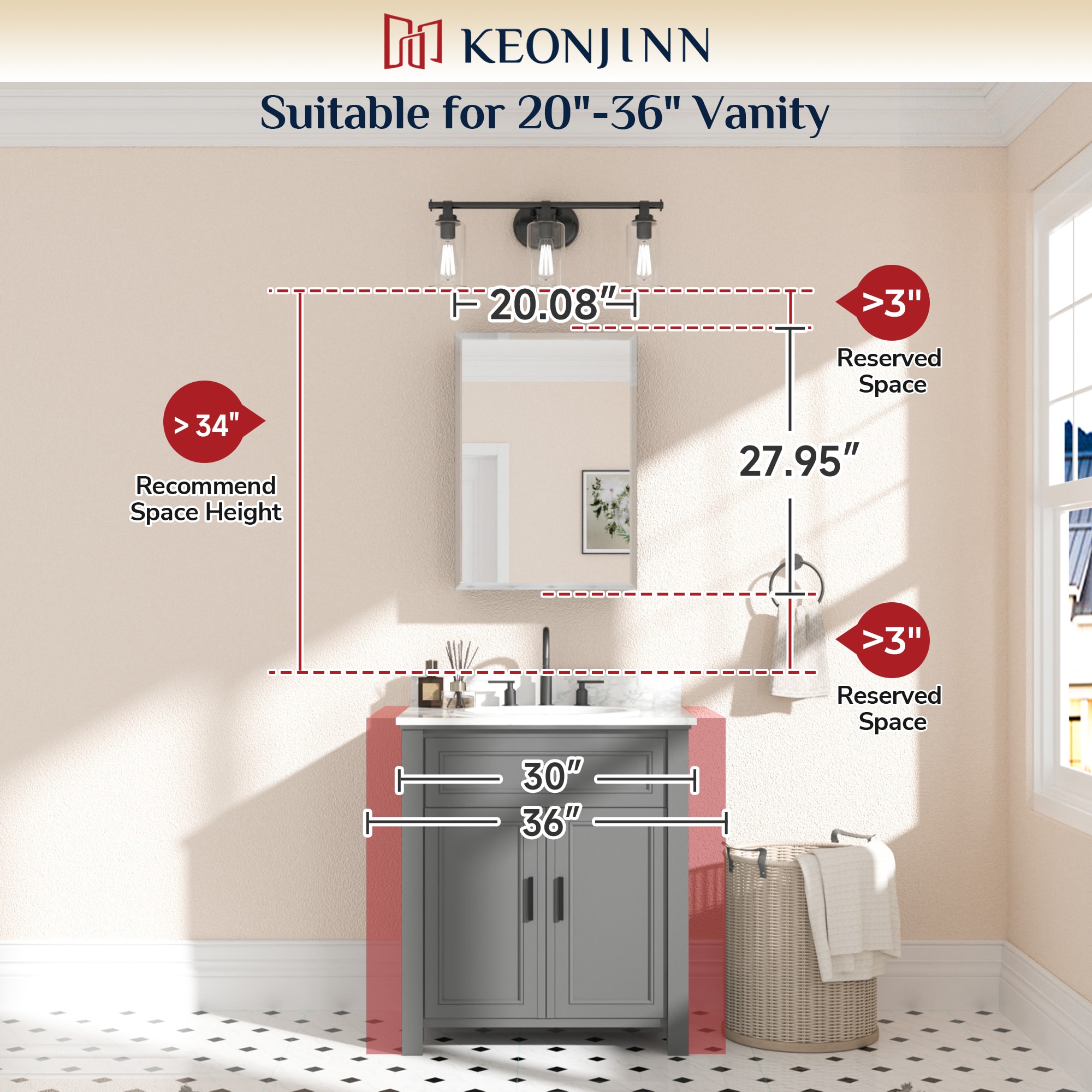 Keonjinn LW-JG-FJXP-5171-WH Bathroom-Medicine-Cabinets - View #5
