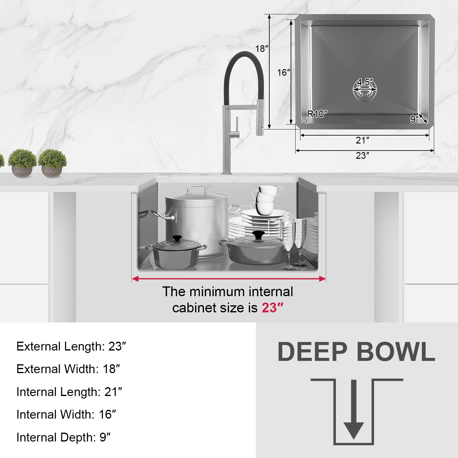 MEGA CASA US2318-SS Kitchen-Sinks - View #6