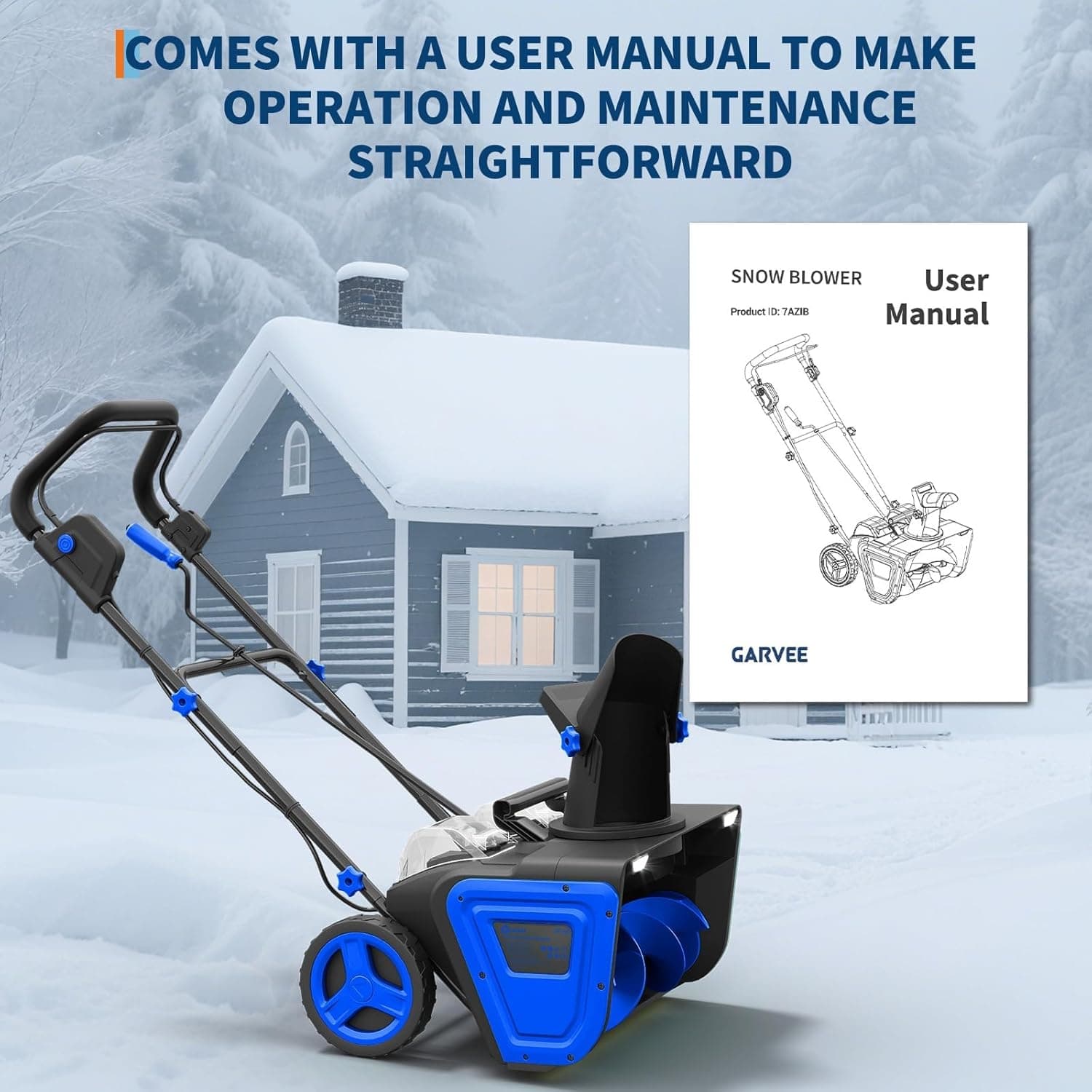 Garvee Cordless Snow Blower 20 Inch Electric Snow Thrower with 2x20V 4 ...
