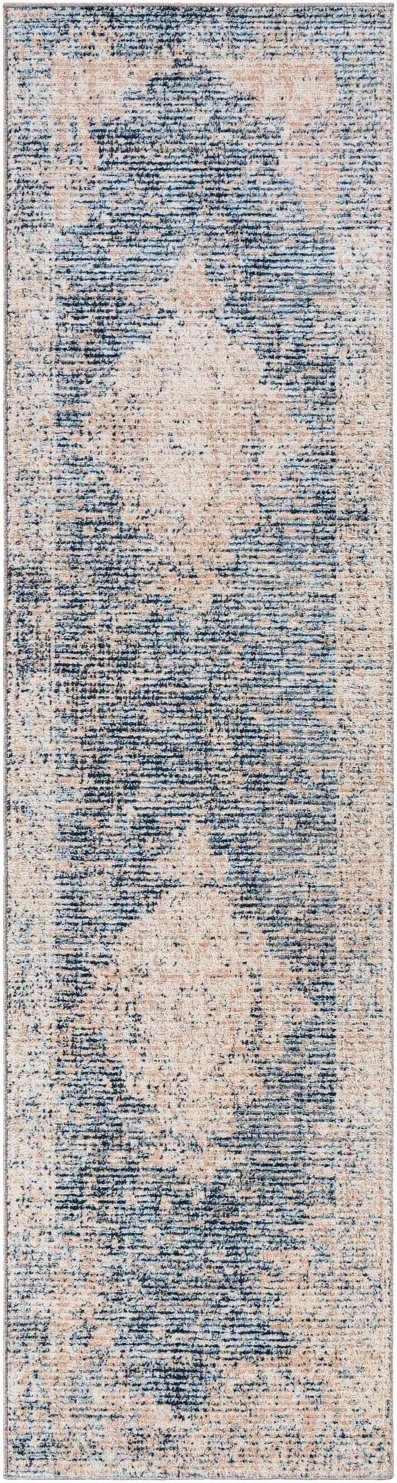 Reversible Gray Synthetic Easy-Care Runner Rug 2'6" x 10'