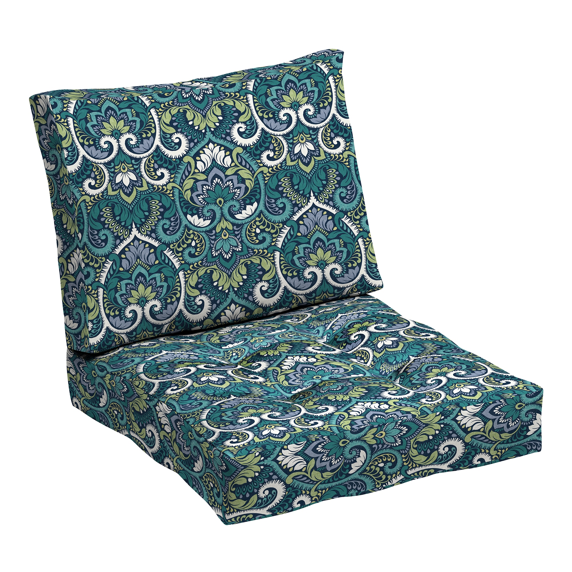 ARDEN - 24-in x 24-in Sapphire Blue Aurora Damask Deep seat patio chair cushion