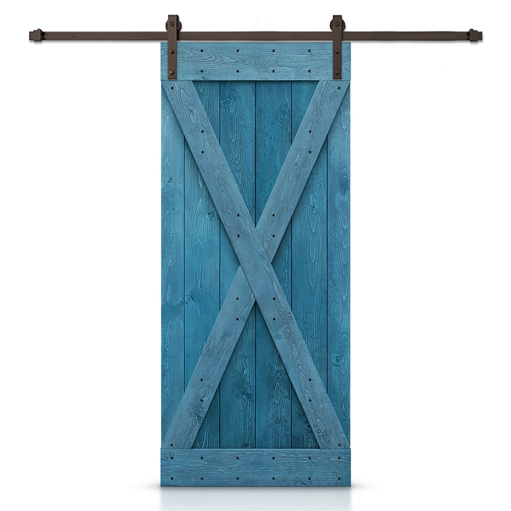 Calhome 36-in X 84-in Ocean Blue Pine Wood Solid Core Barn Door 