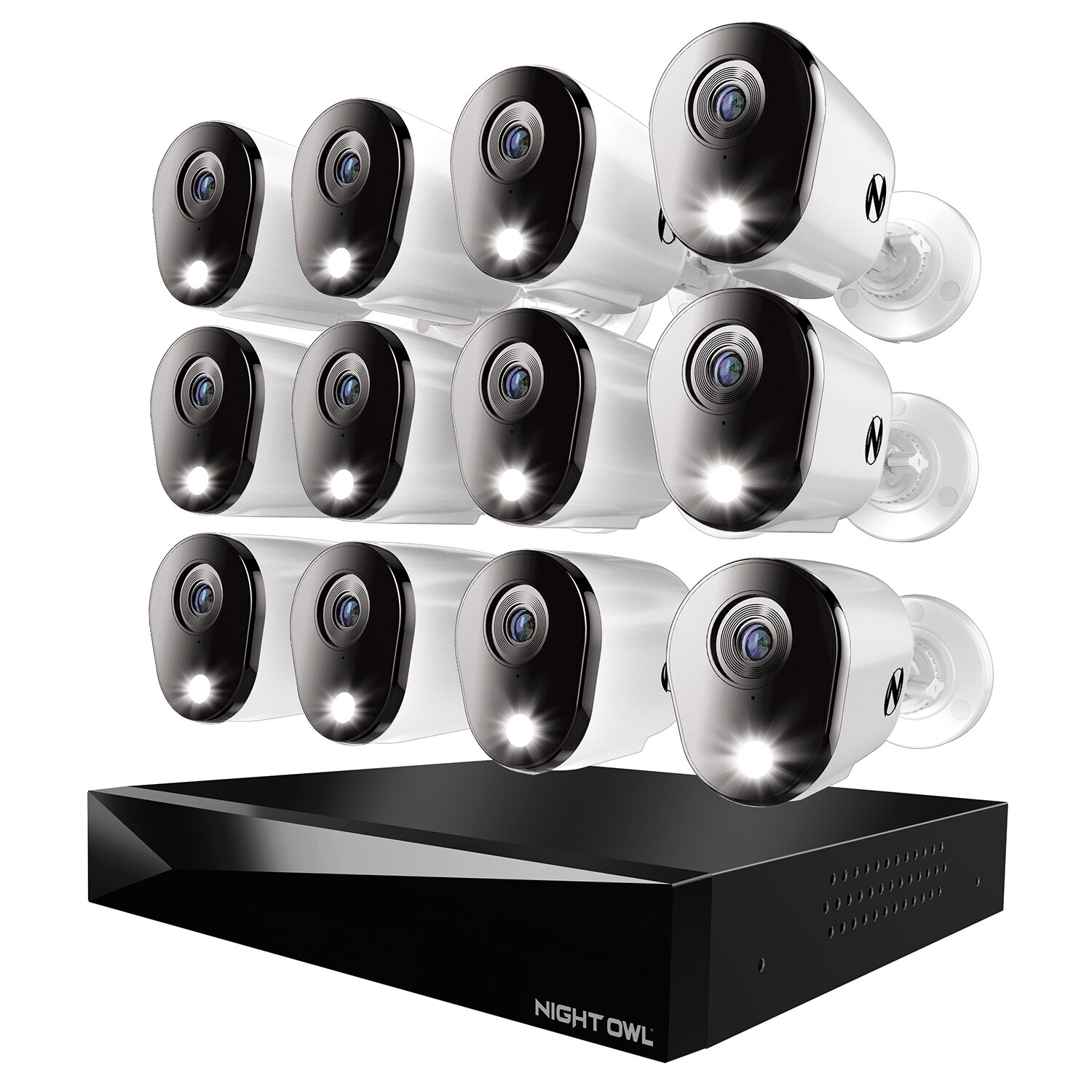 Night Owl FTD8-162-12L-B FTD8 Indoor/Outdoor 20-Channel 12-Camera 4K Hardwired Spotlight2Tb Hard Drive Security Camera System