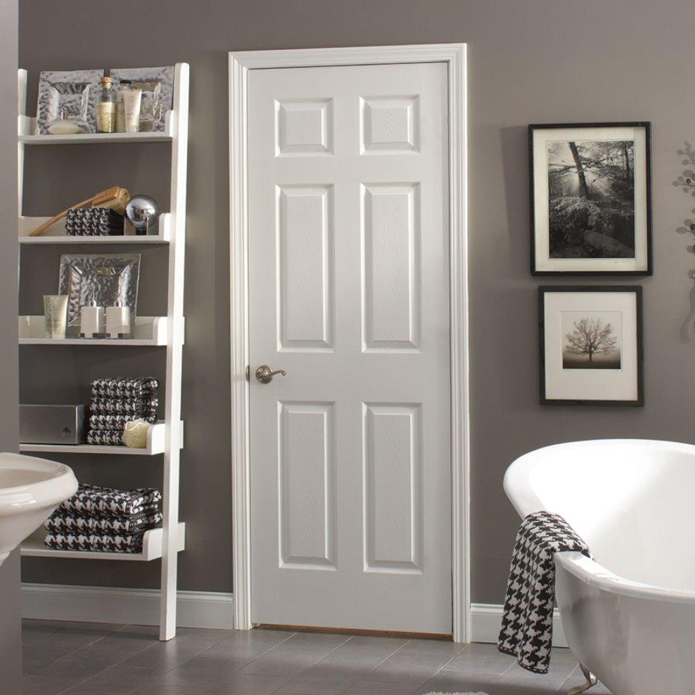 Masonite Traditional 30-in x 80-in 6-panel Textured Hollow Core Molded Composite Slab Door with Lockset Bore