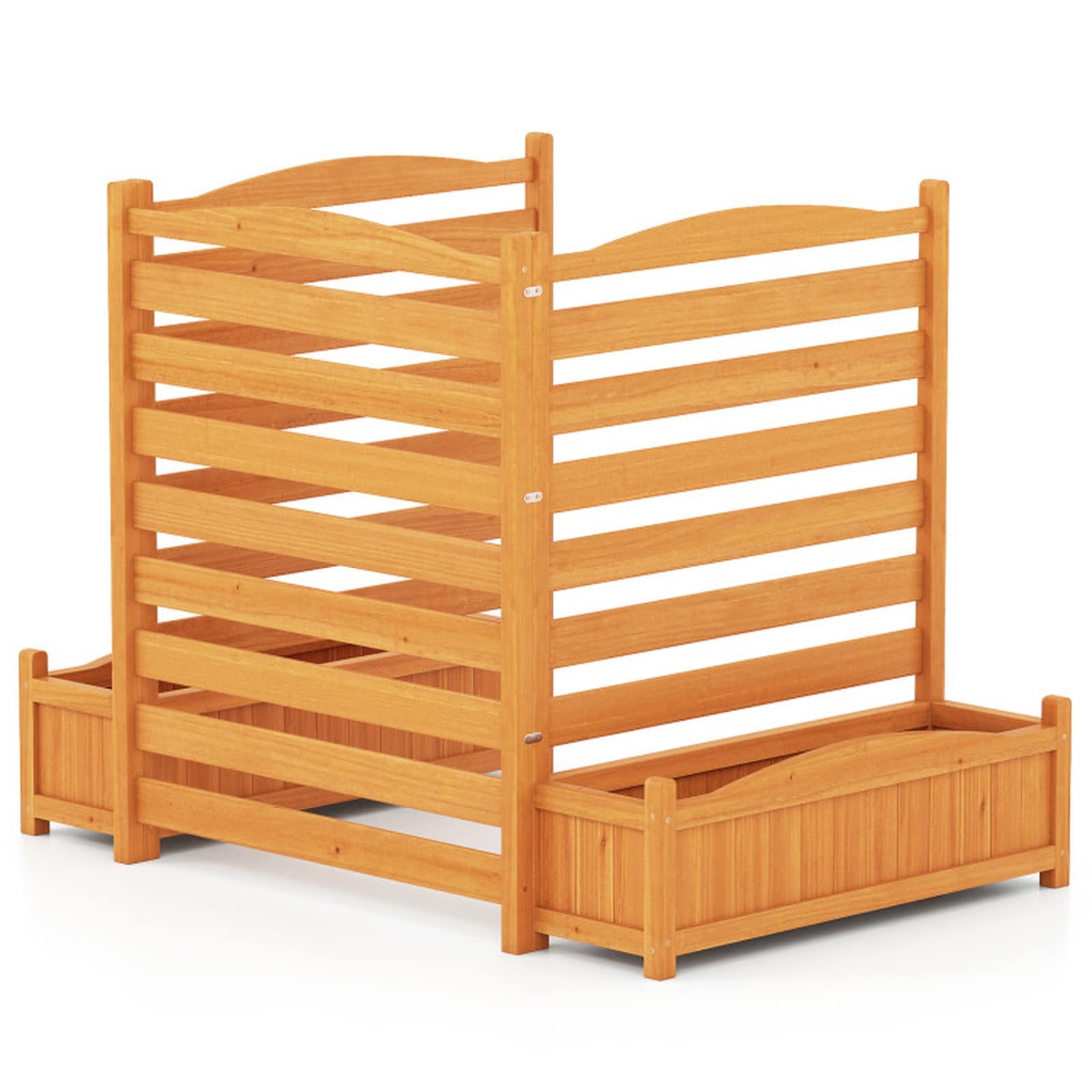 SUGIFT 3-Panel Freestanding Wood Privacy Screen with Planter Box 34-in ...