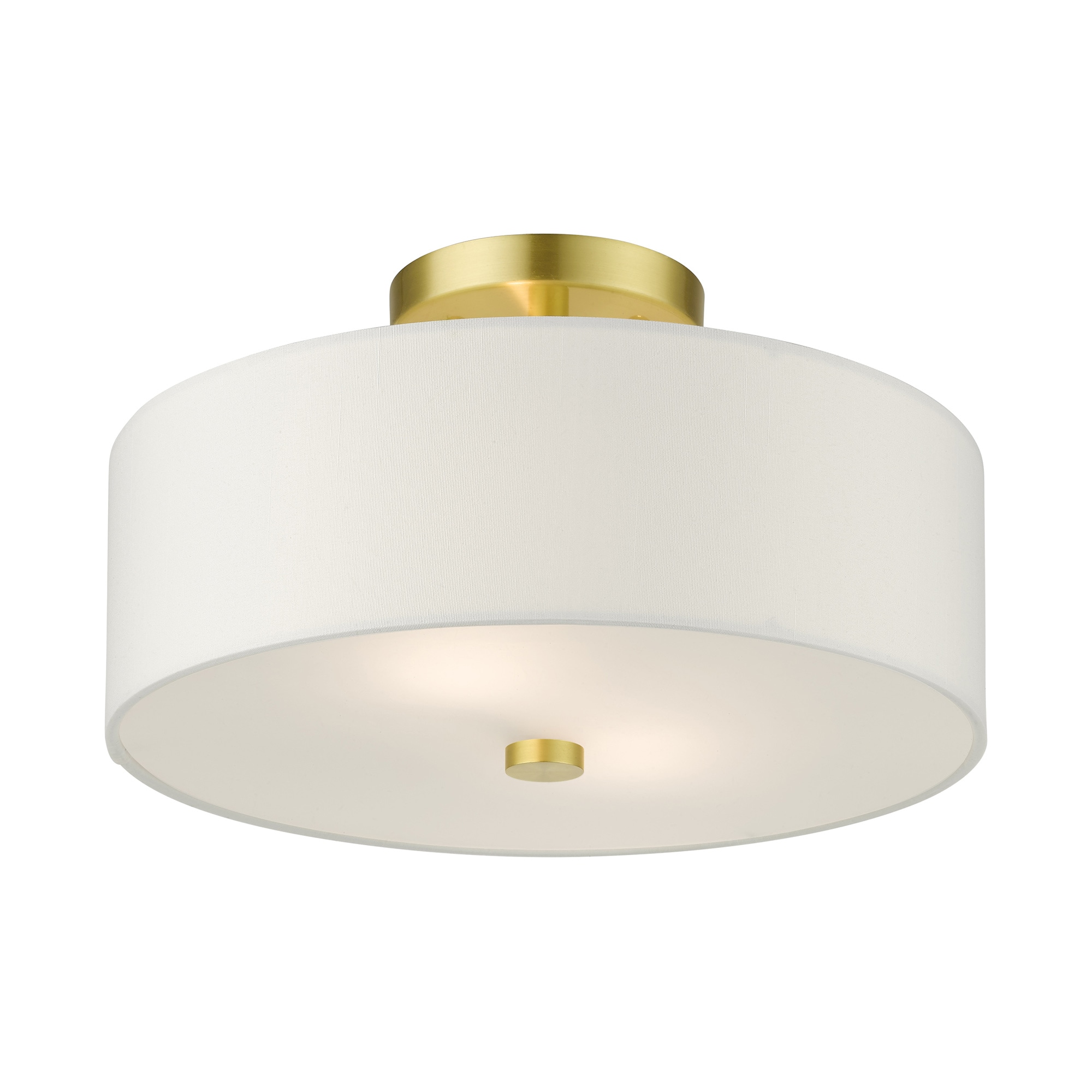 Meridian Satin Brass 2-Light LED Drum Semi-Flush Mount